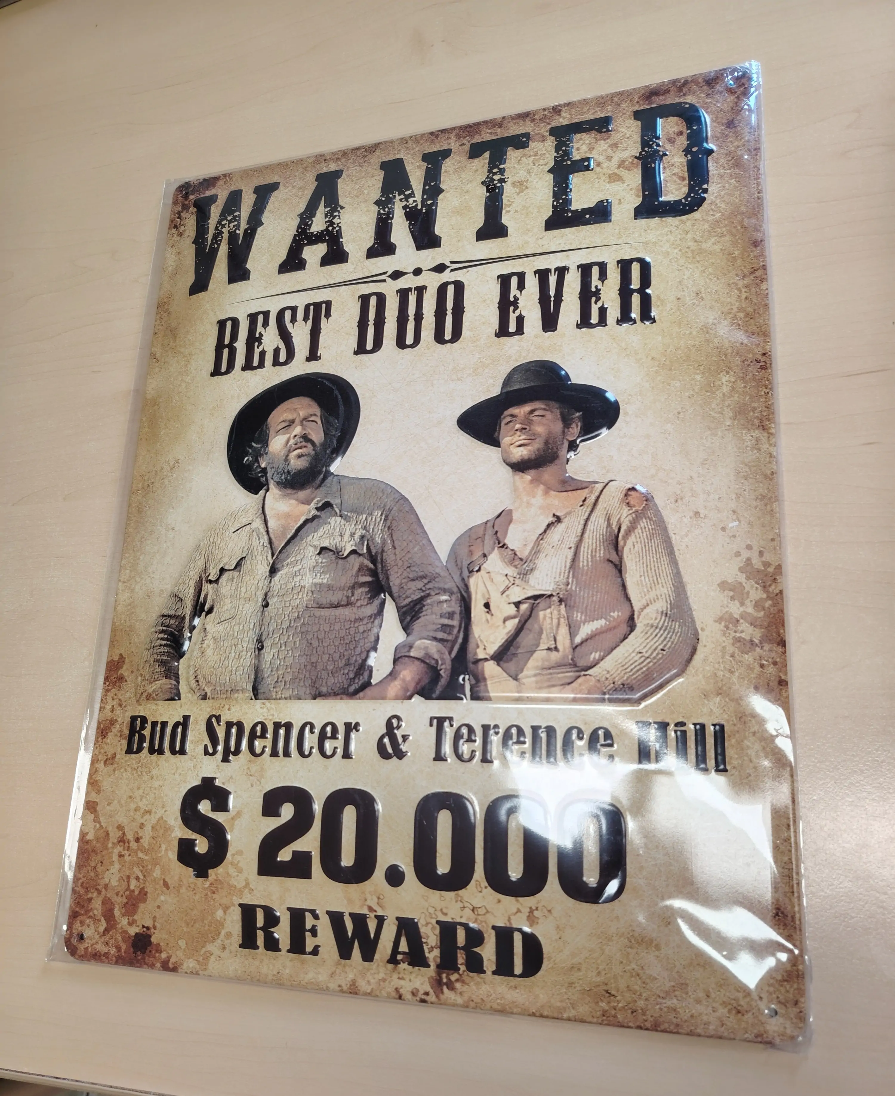 Bud Spencer & Terence Hill Tin Sign Wanted 30 x 40 cm Placă Metalică poza produsului