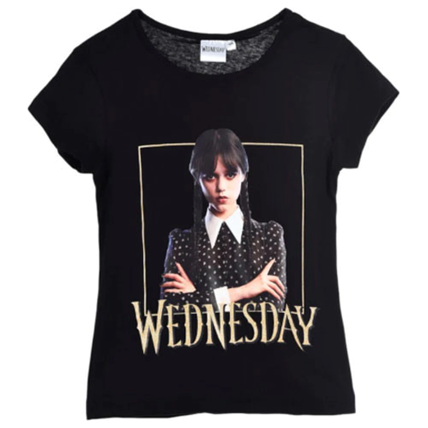 Wednesday Gloomy Black Kids' Short-Sleeve tricou, Top poza produsului