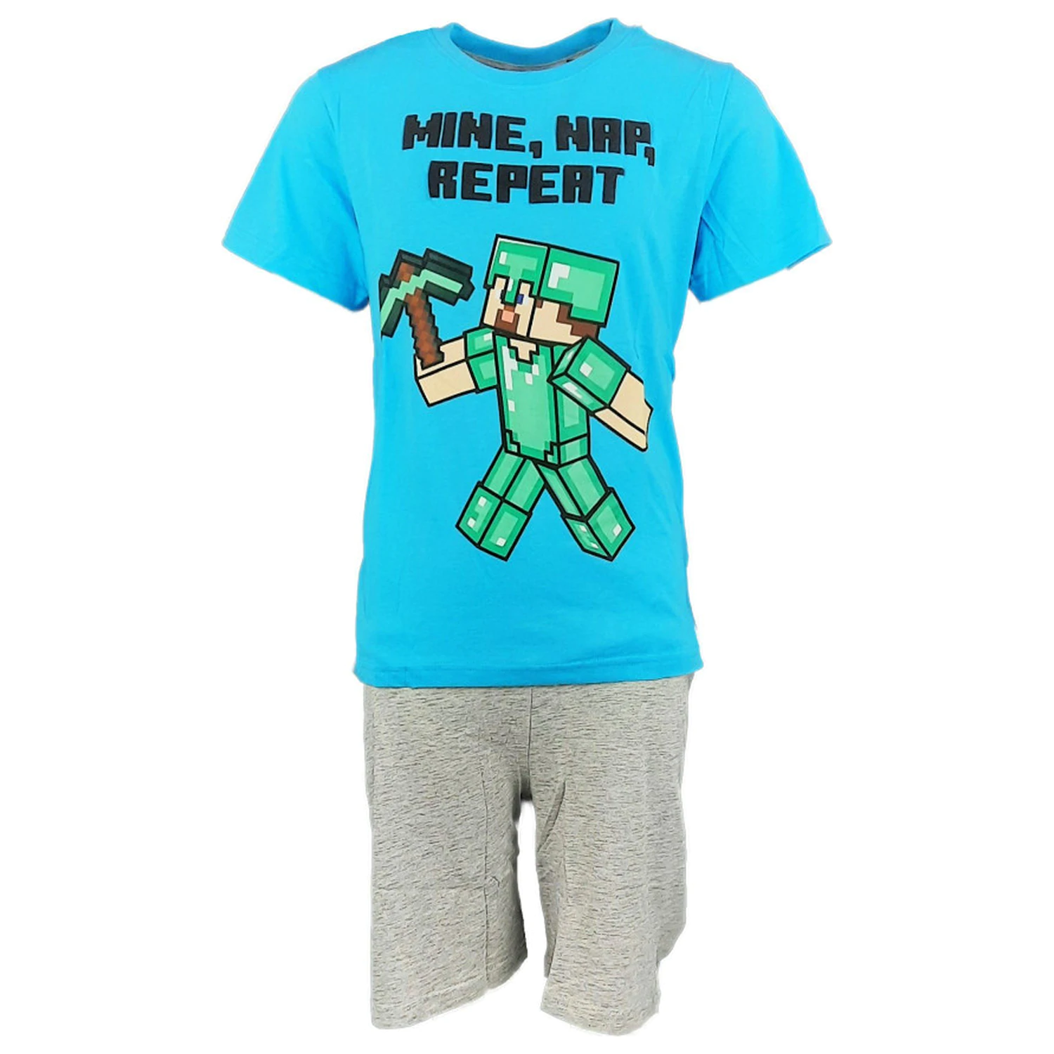 Minecraft Mine Day Repeat Pijama scurta pentru copii poza produsului
