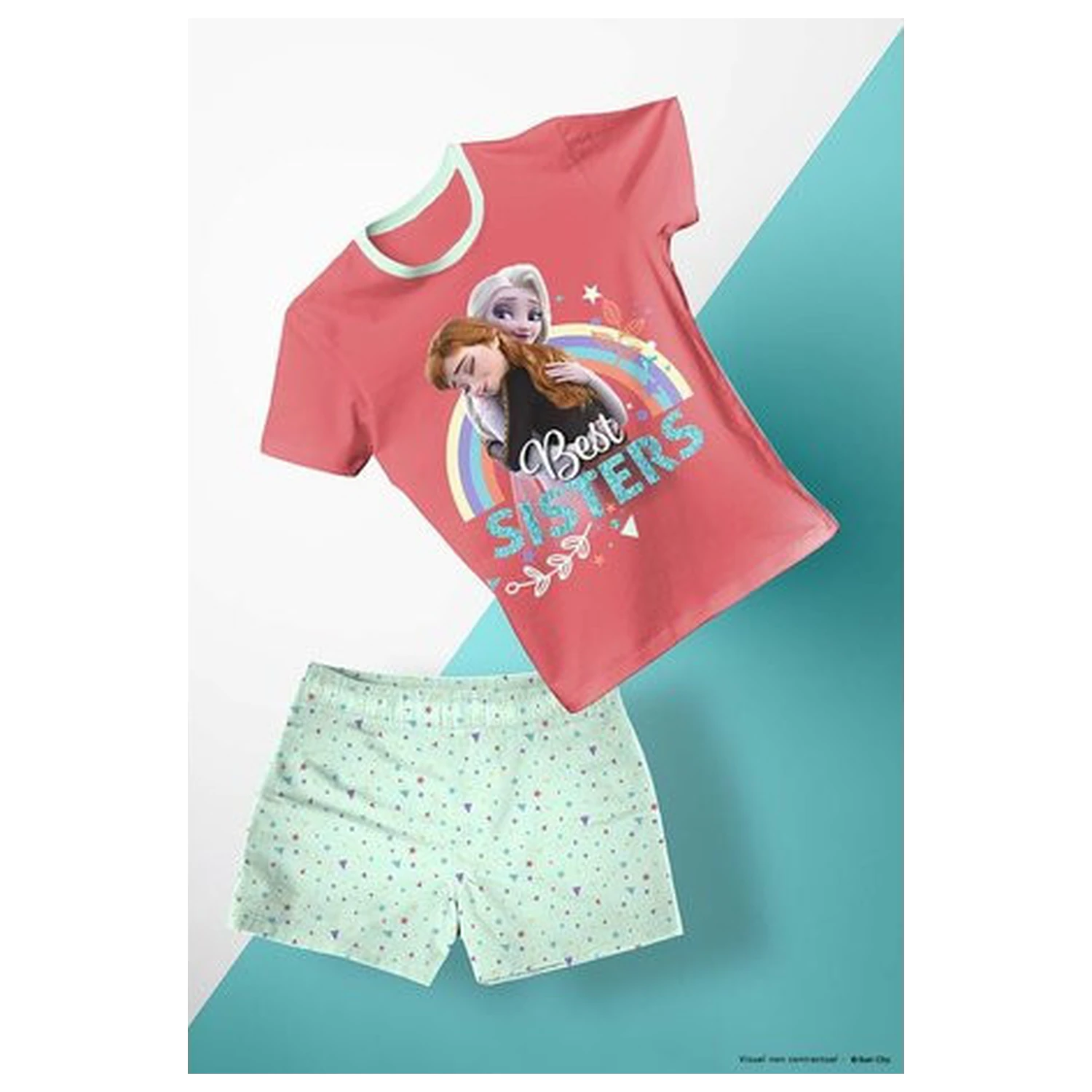 Disney Frozen Best Sisters Peach Kids Short Pajamas poza produsului