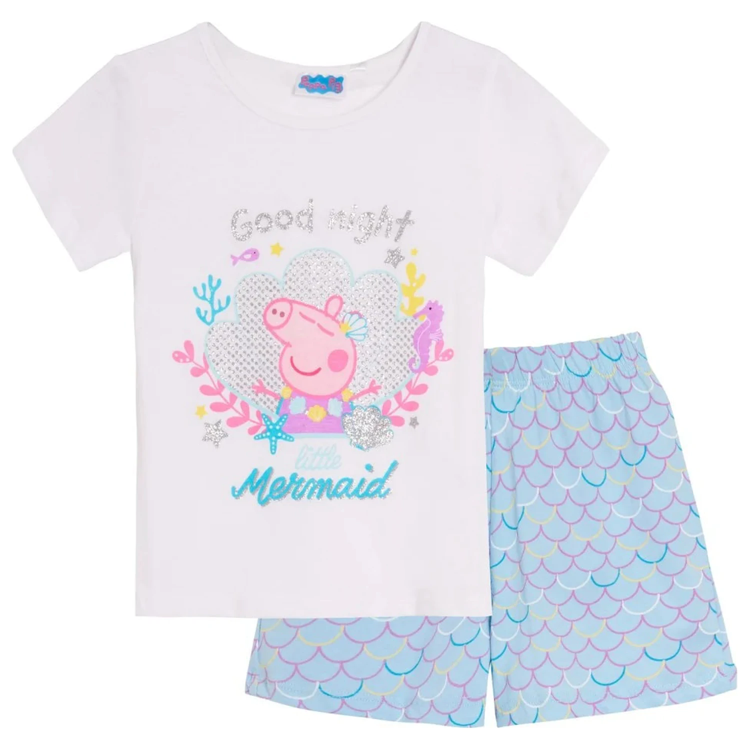 Peppa Pig Good Night Mermaid Kids Short Pijamale poza produsului