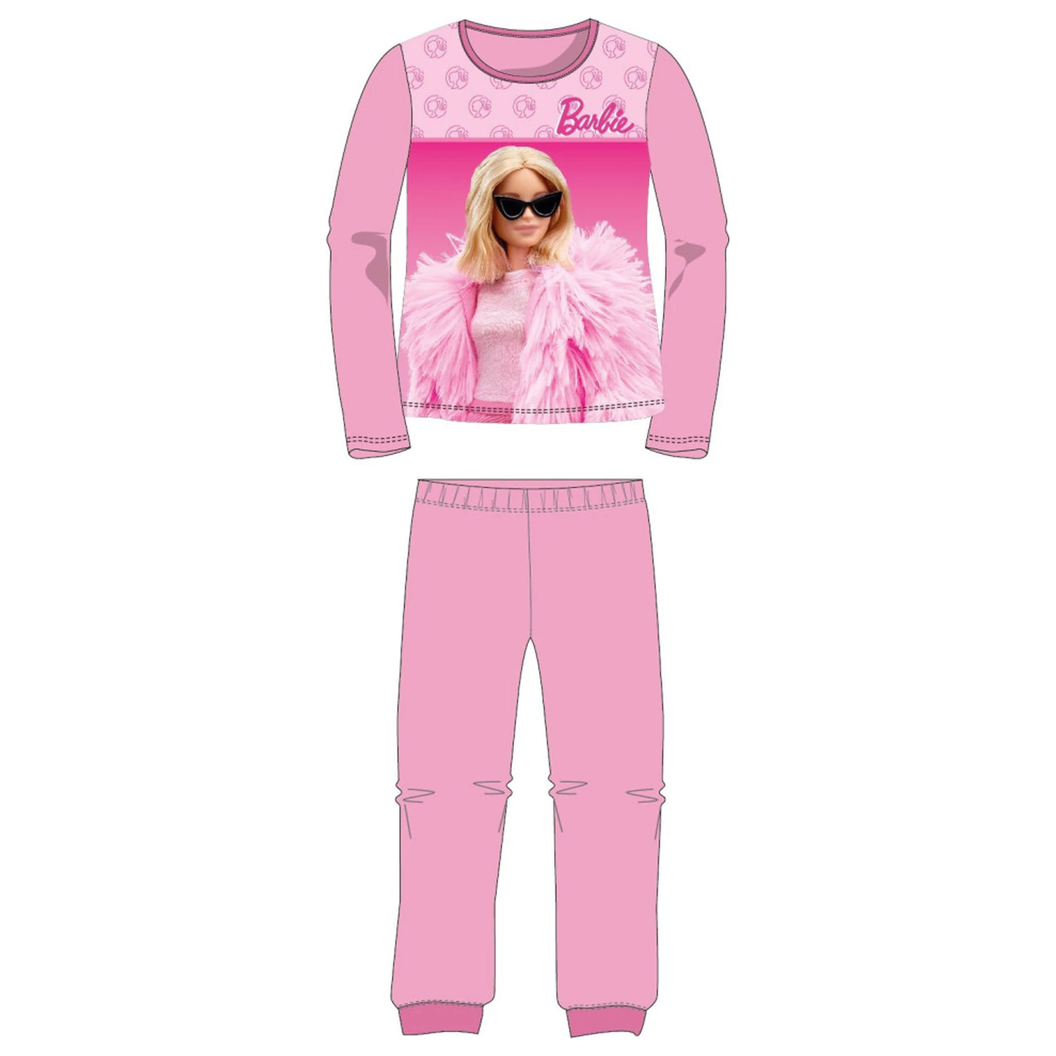Pijama lunga Barbie Eleganta Roz Deschis pentru copii poza produsului