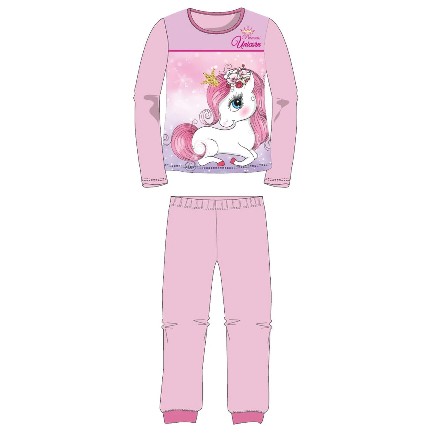 Unicorn Princess Light Pink pijama lung de copii poza produsului