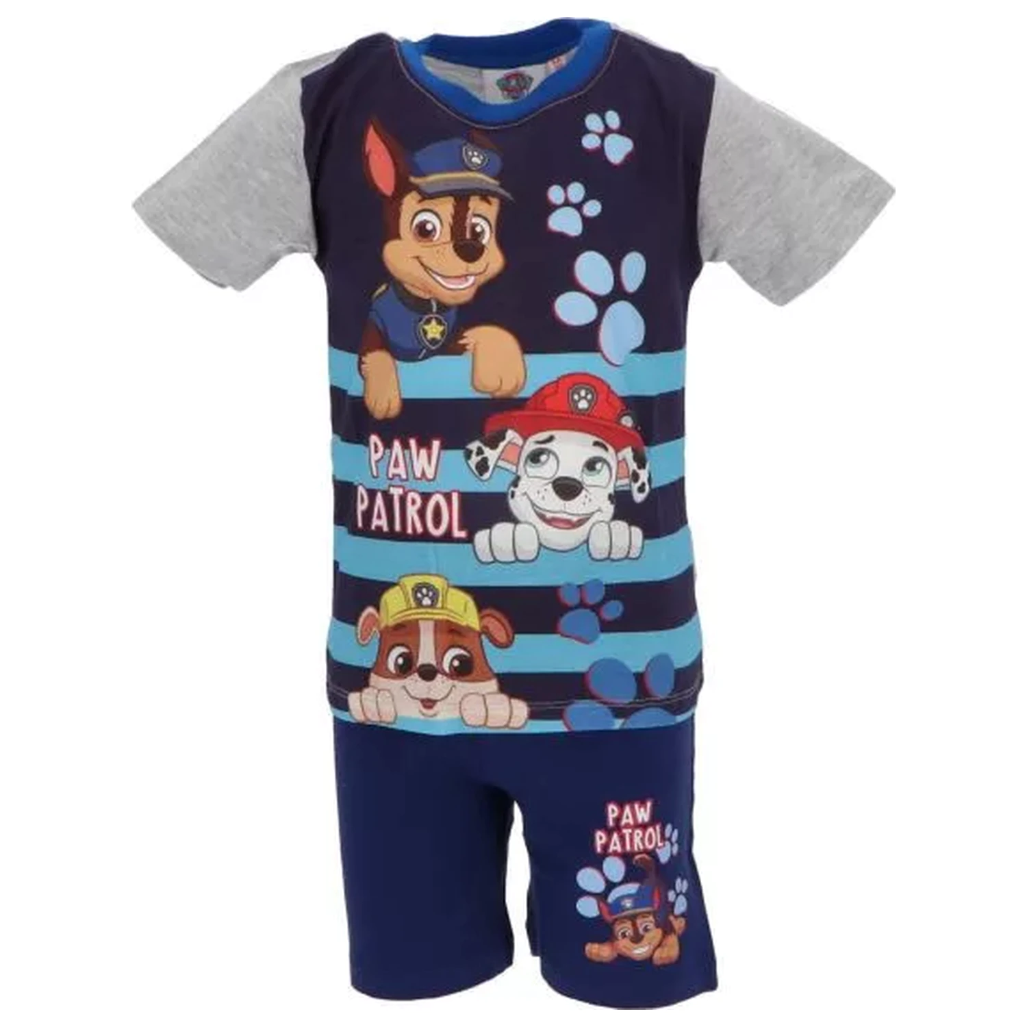 Paw Patrol Happy Stripes Grey pijamale scurte pentru copii poza produsului