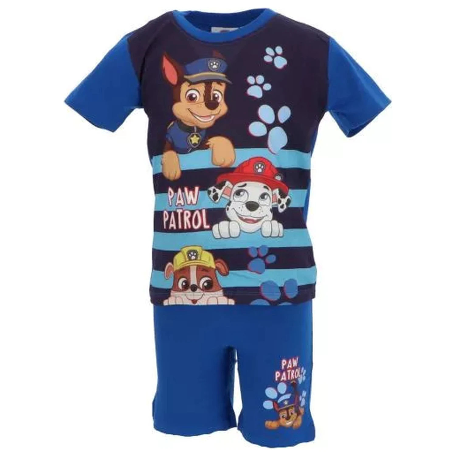 Paw Patrol Happy Stripes Blue Pijamale scurte pentru copii poza produsului