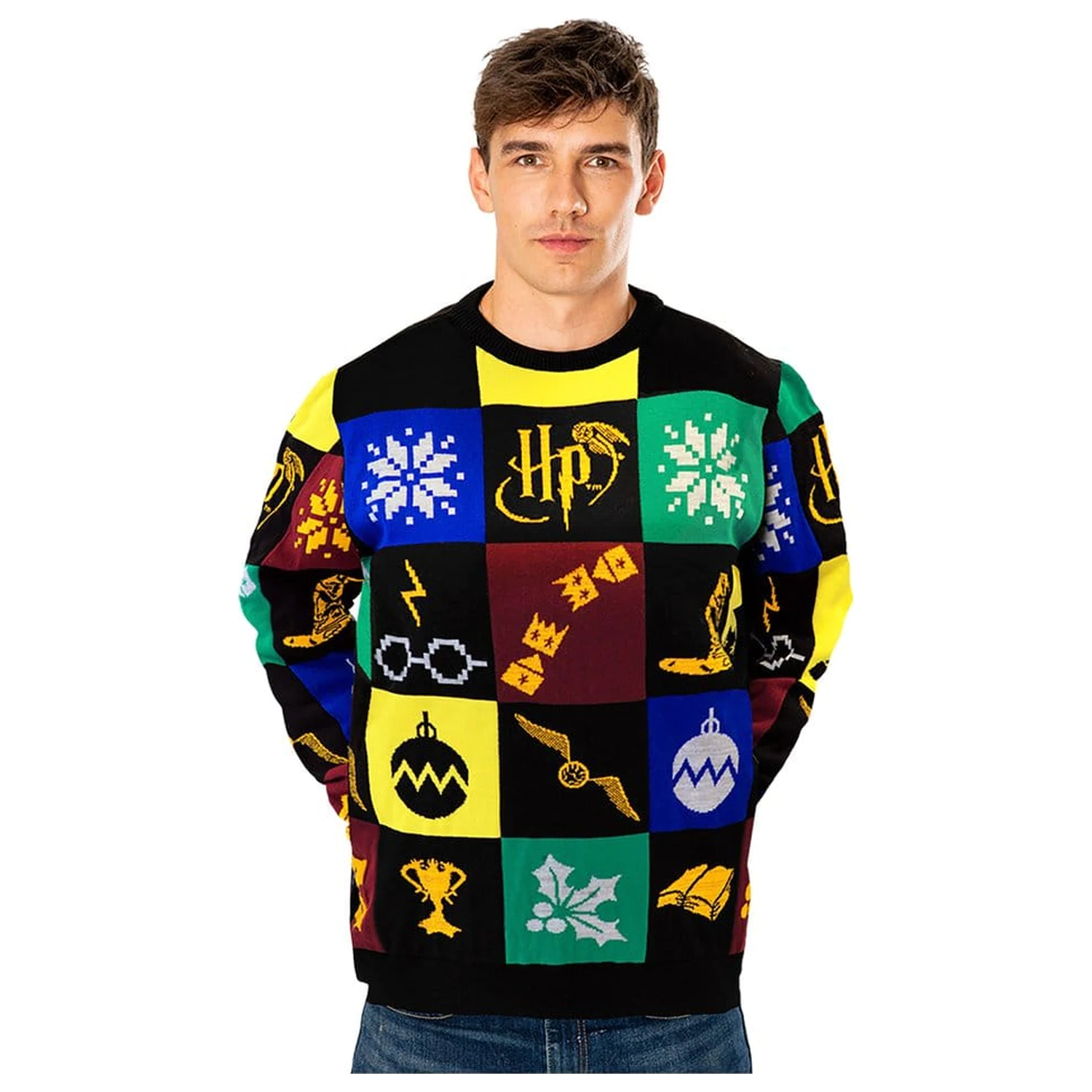 Harry Potter Christmas Sweater Deluxe Patchwork pulover tricotat poza produsului
