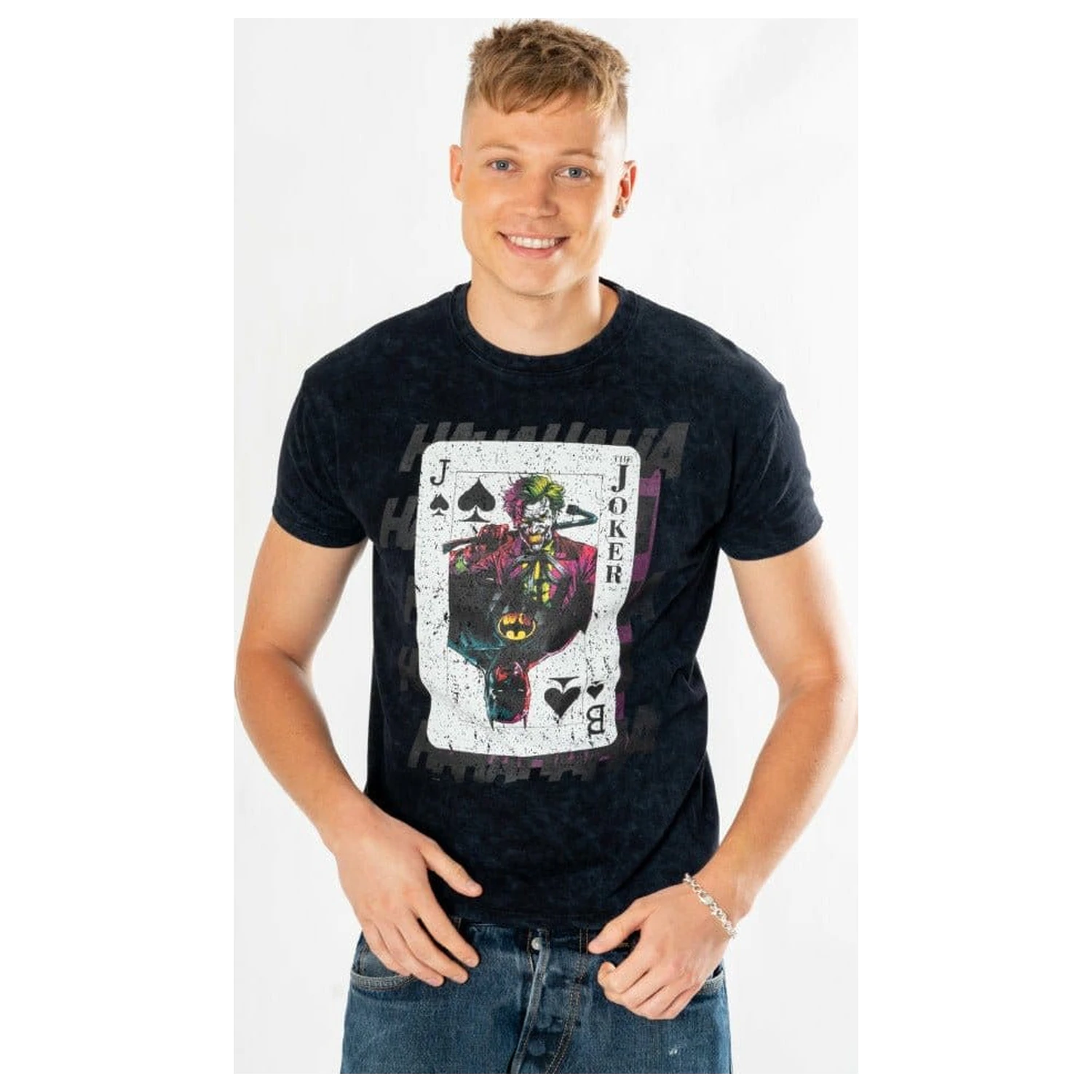 Tricou DC Comics The Joker Acid Wash Playing Card poza produsului