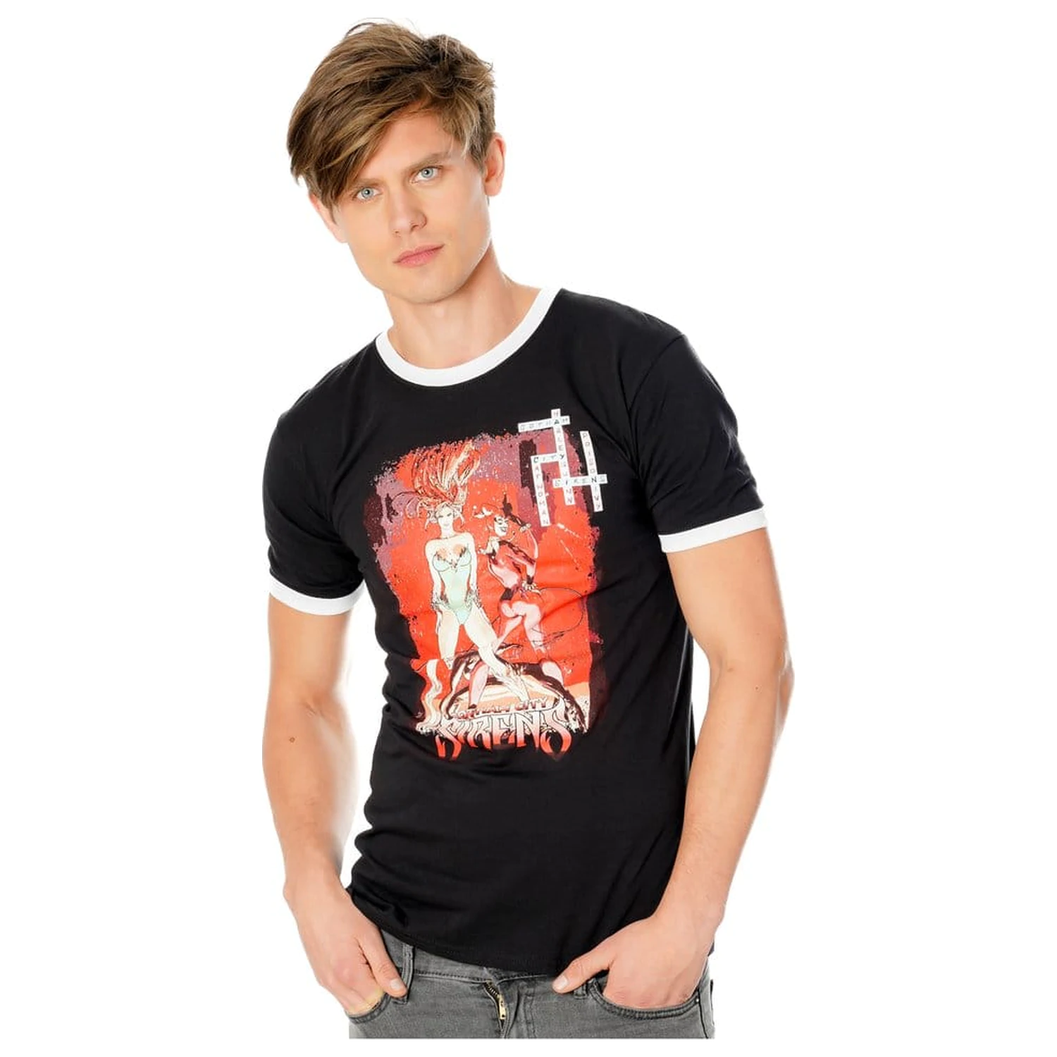 Gotham City Sirens tricou Crossword Black Ringer  poza produsului