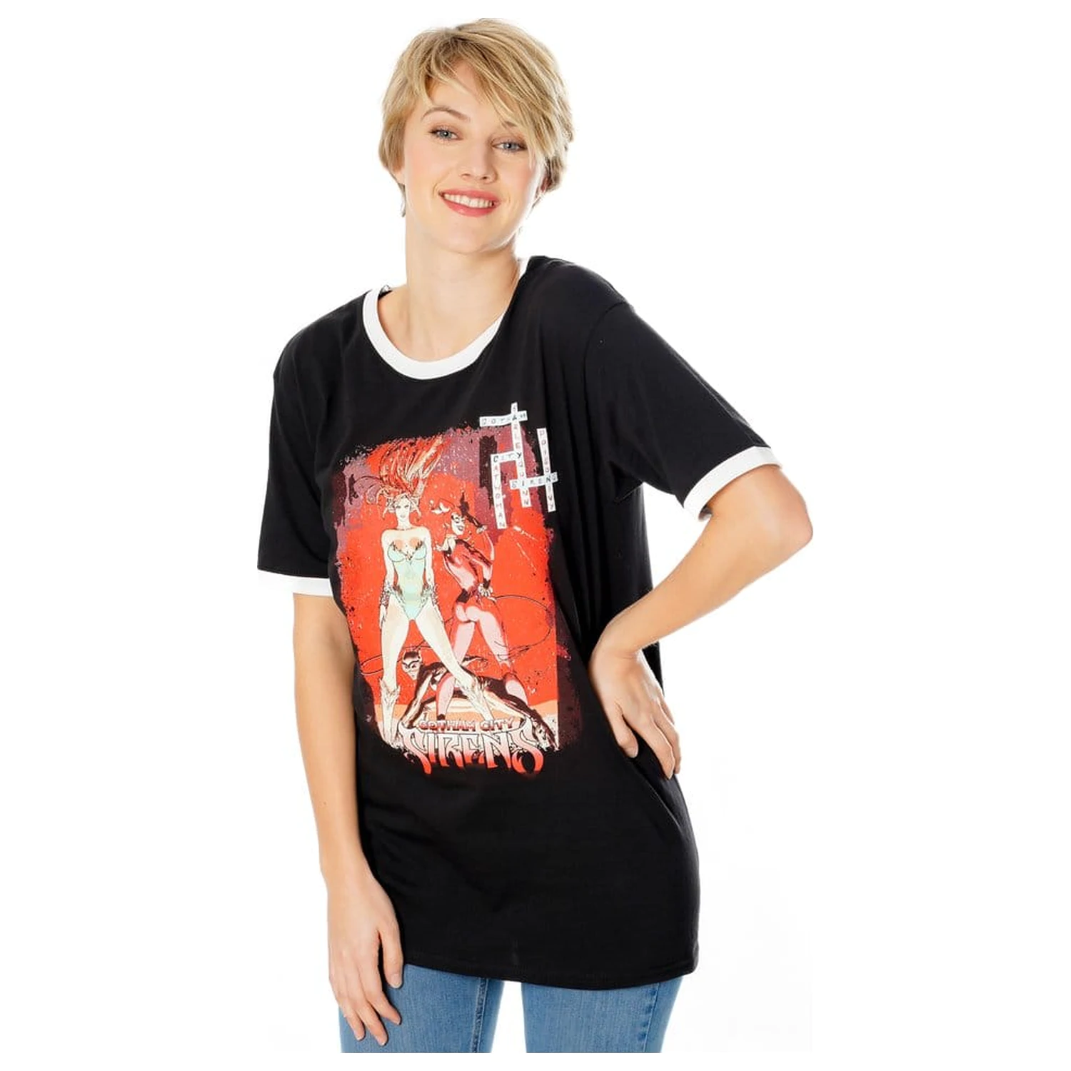 Gotham City Sirens tricou Crossword Black Ringer  poza produsului