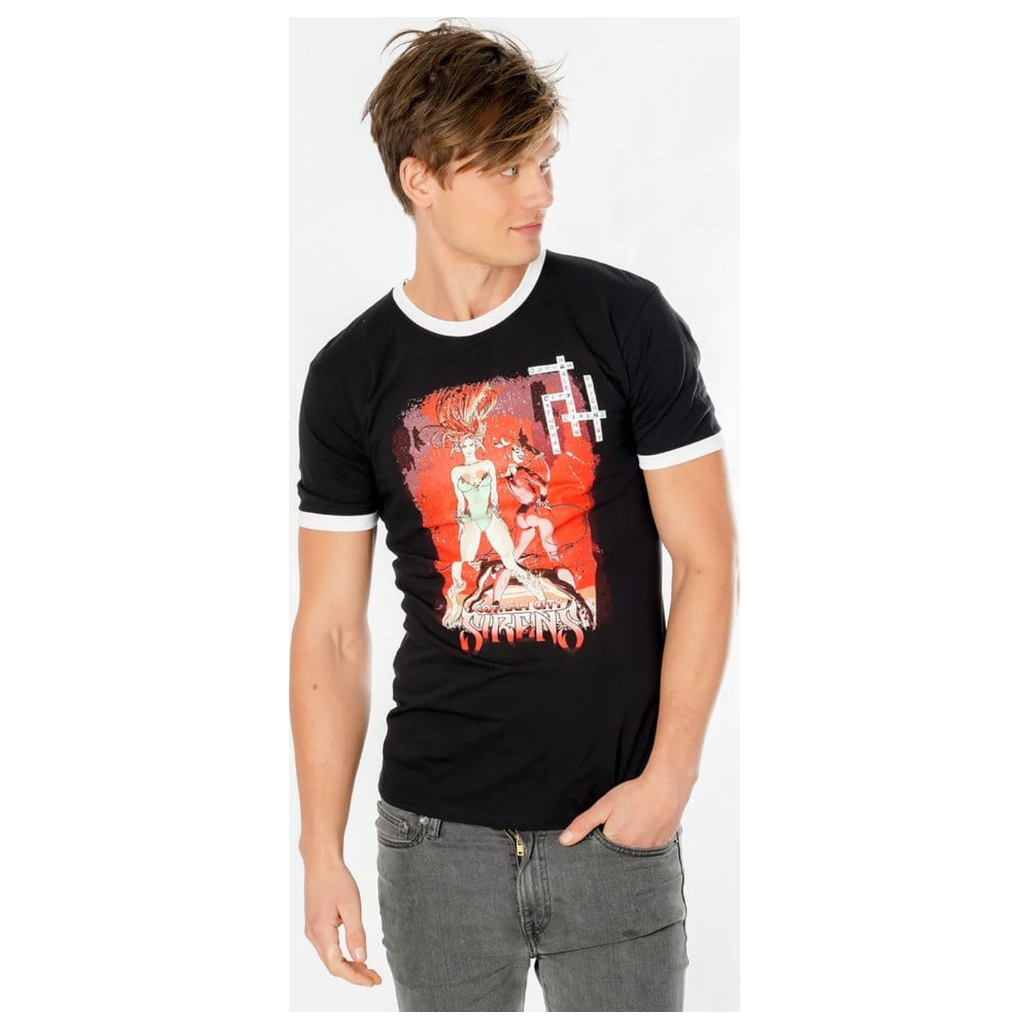 Gotham City Sirens tricou Crossword Black Ringer  poza produsului