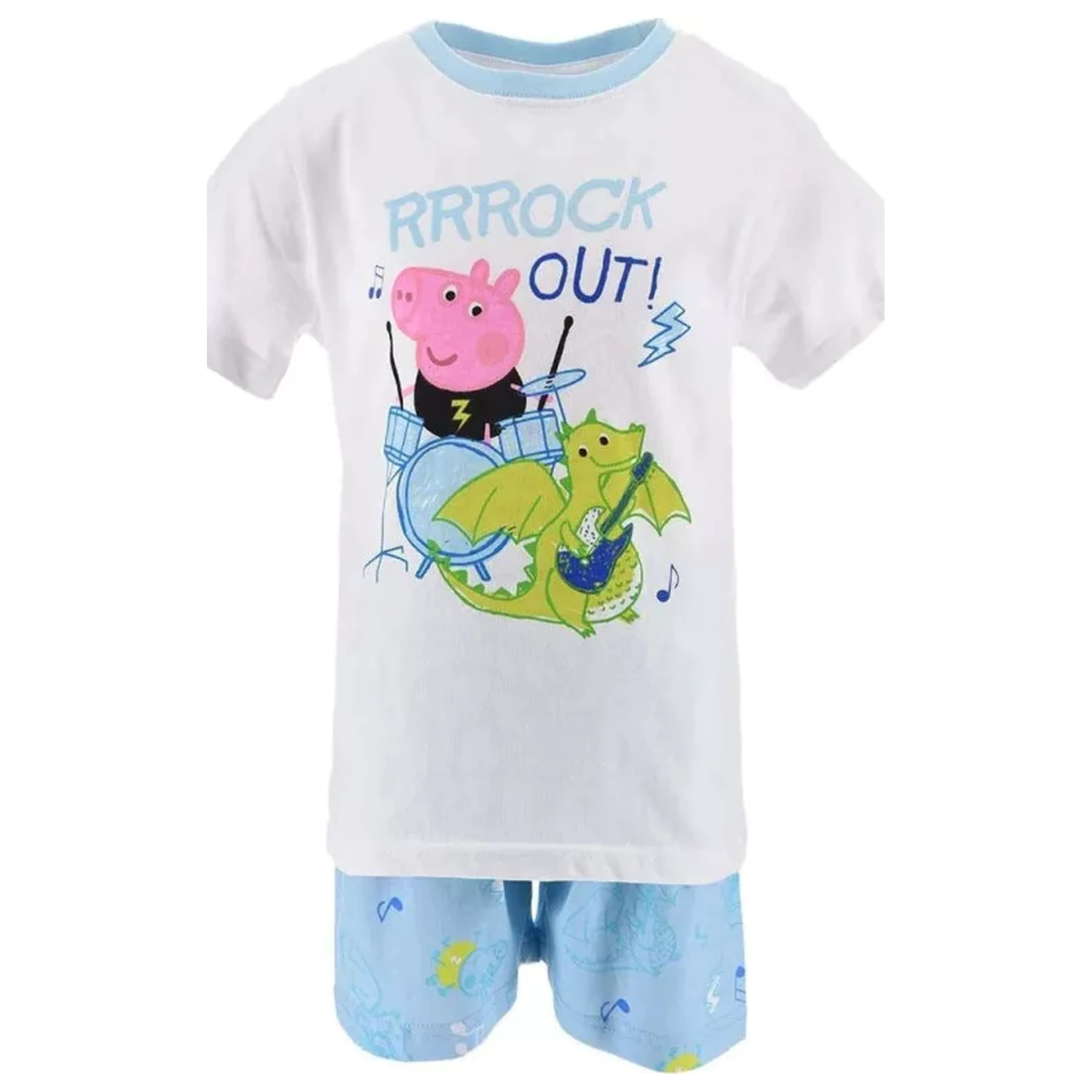 Peppa Pig Rock Out White Children's Short Pajamas poza produsului