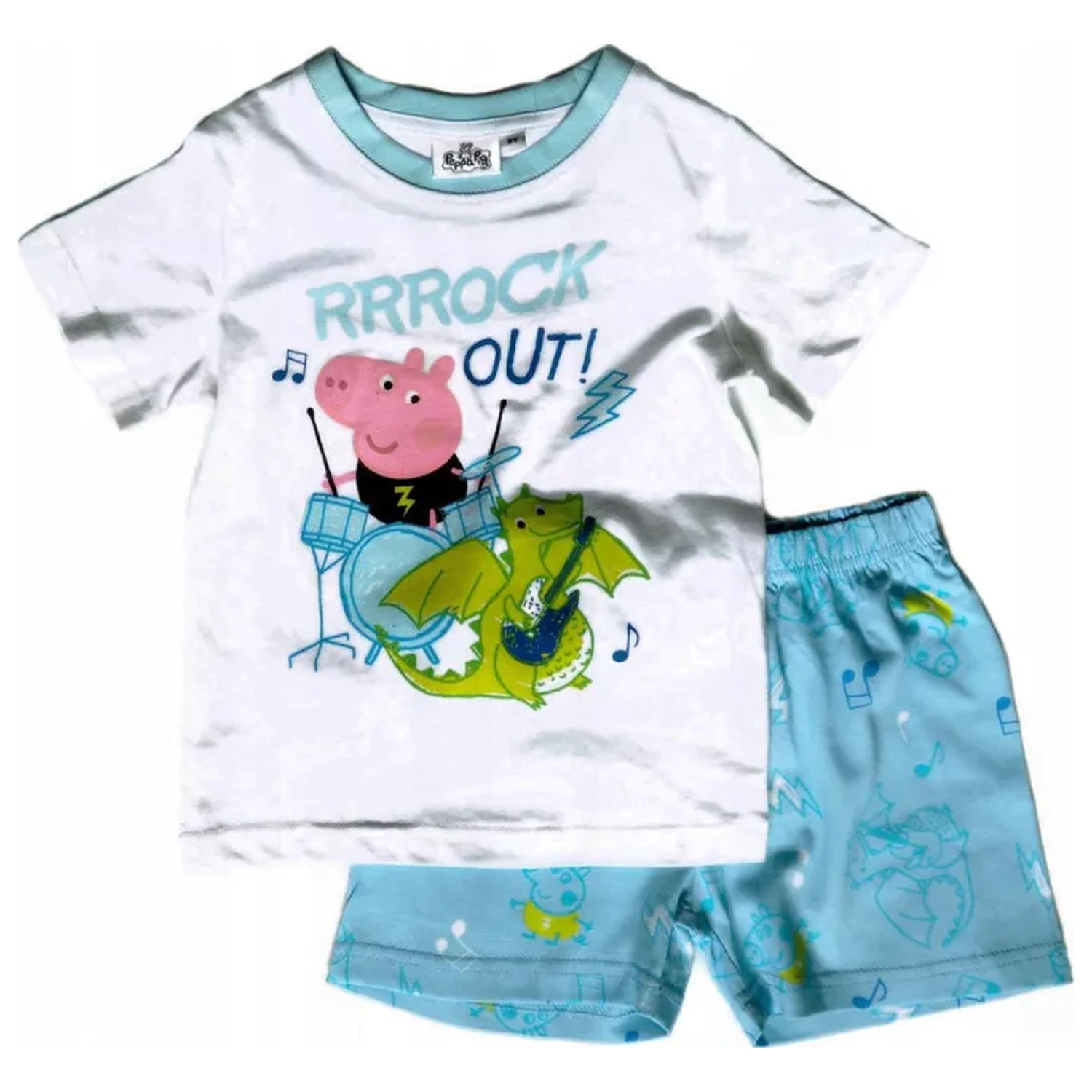 Peppa Pig Rock Out White Children's Short Pajamas poza produsului