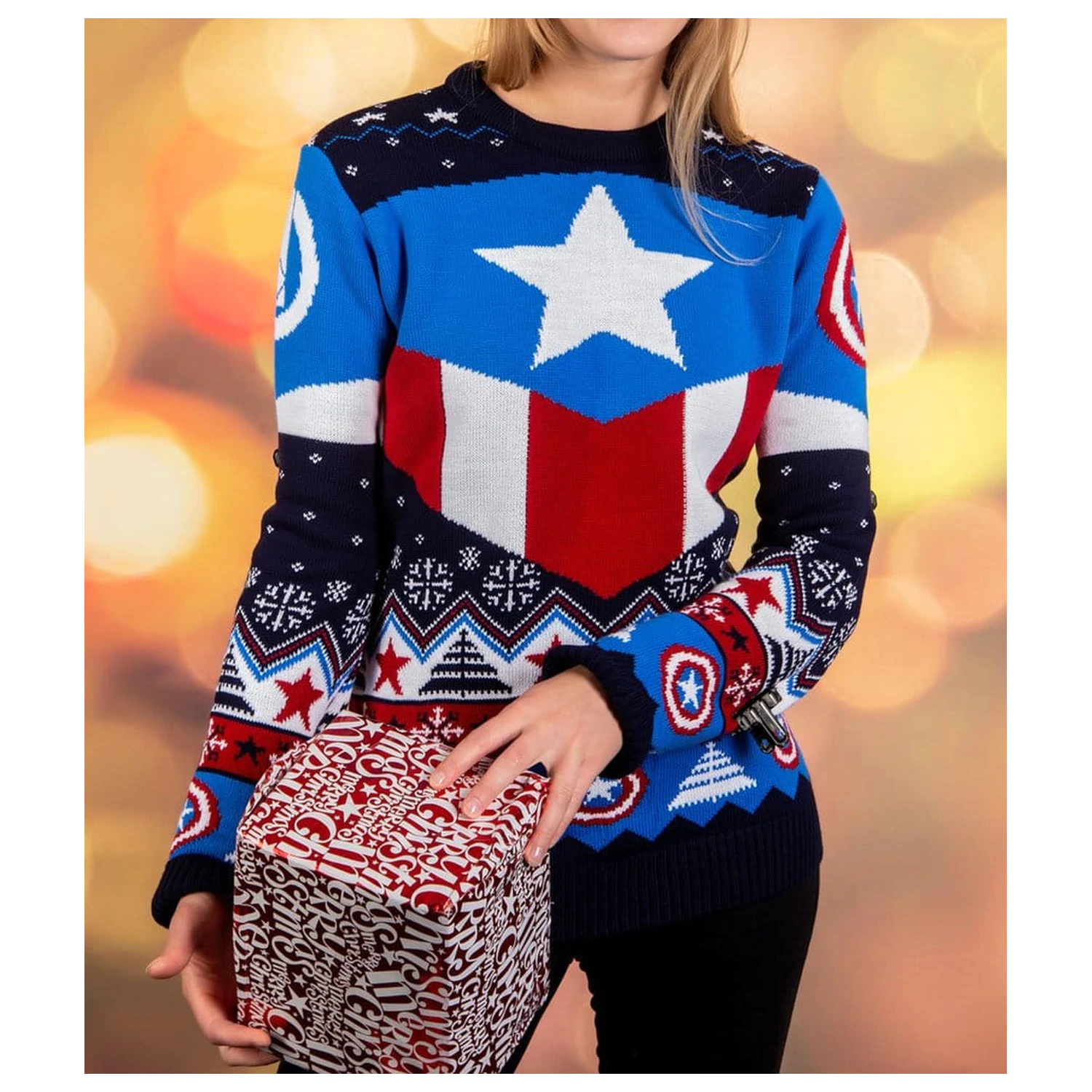 Pulover de Crăciun Captain America poza produsului