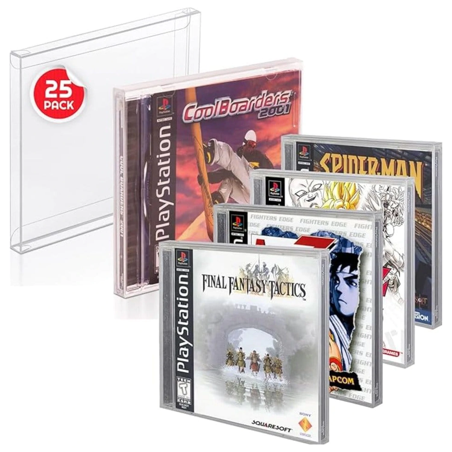 PET Protectors pachet de 25 bucăți pentru jocuri PS1/Single CD/Dreamcast (Jewel Case) poza produsului