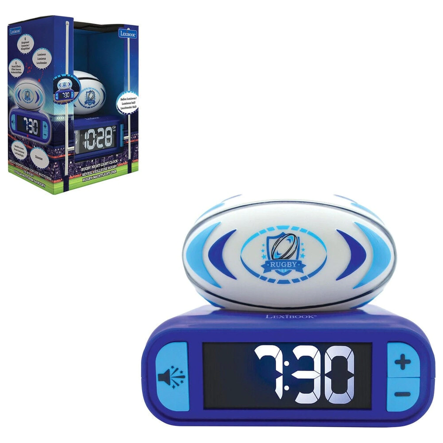 Ceas desteptator digital 3D mingi de rugby cu lumina de noapte poza produsului