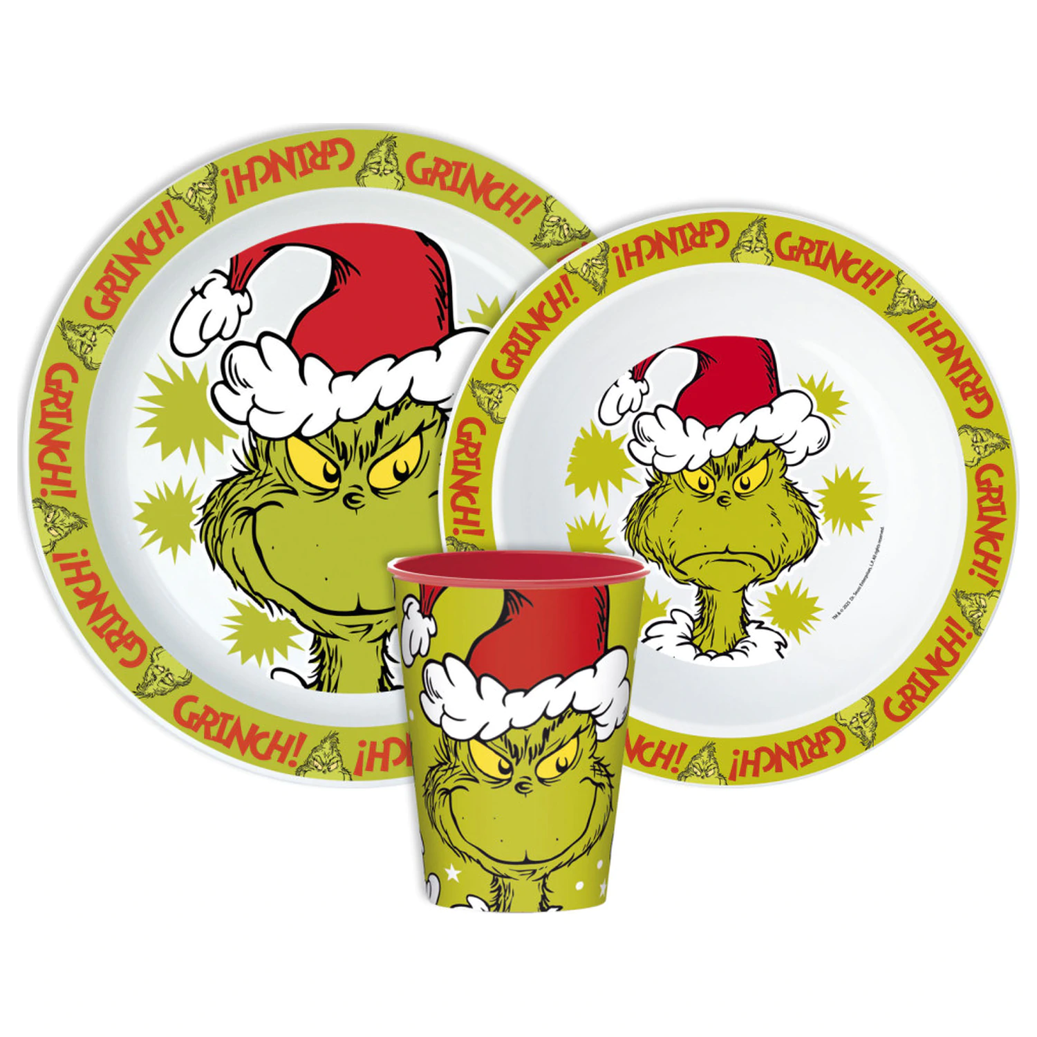The Grinch Christmas Mischief Set de vesela, Set micro plastic, cu sticla poza produsului