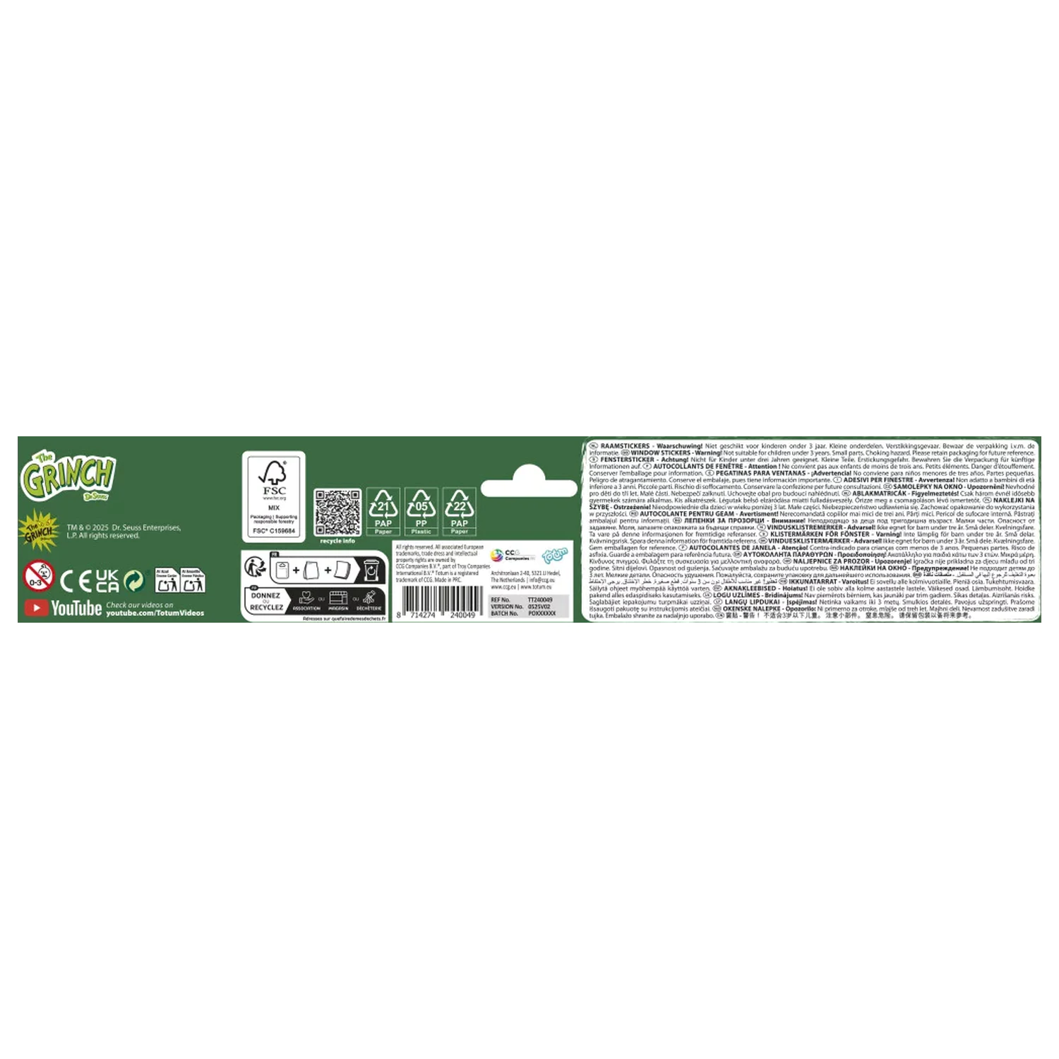 The Grinch Dr Seuss Set autocolante fereastră XL poza produsului