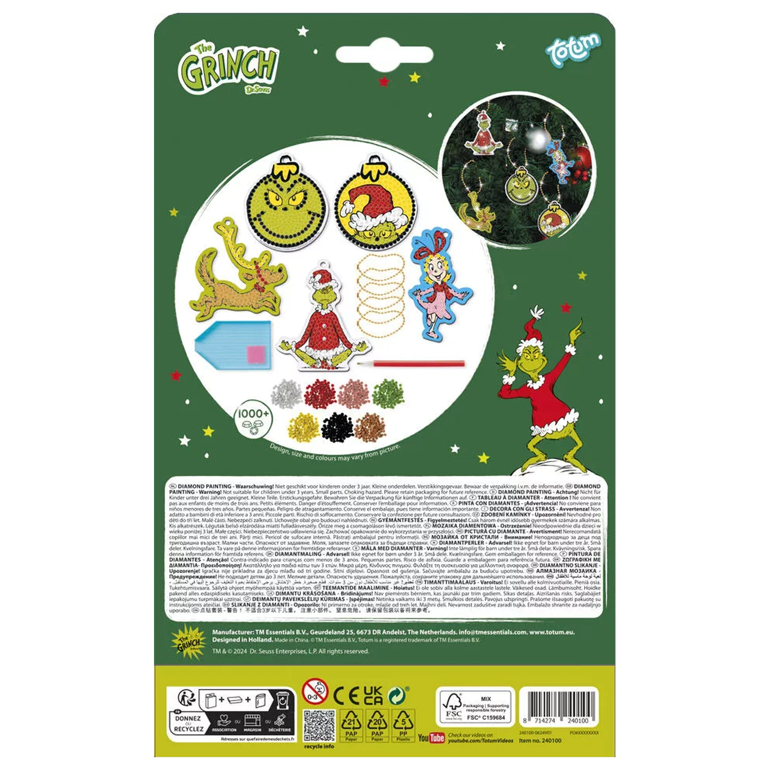 The Grinch Dr. Seuss Diamond Eye Set cu Hanger poza produsului