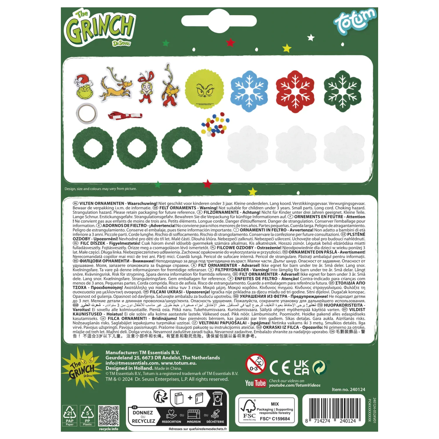 The Grinch Dr. Seuss Oranamente pentru Pomul de Craciun set de 5 piese poza produsului