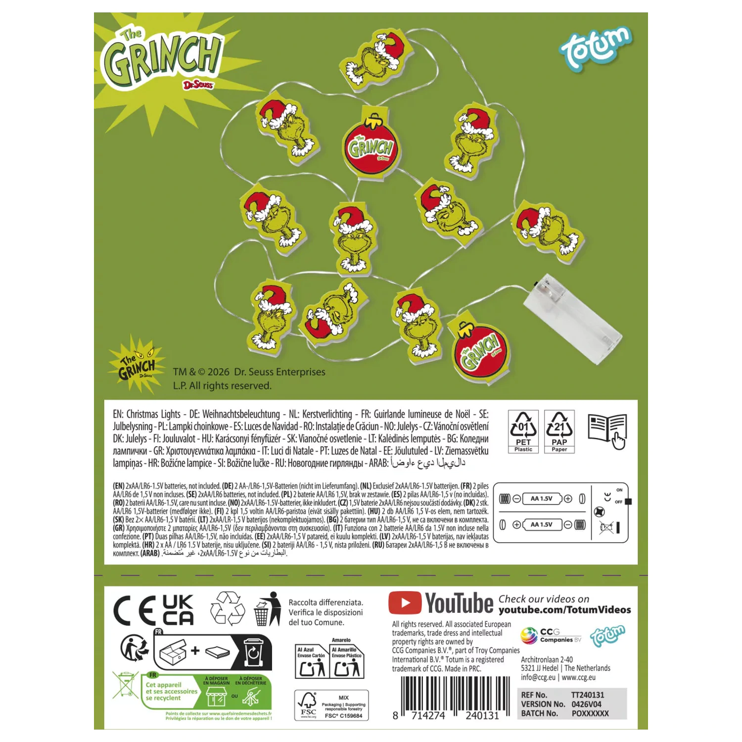 The Grinch Dr Seuss Christmas LED ghirlanda luminoasa poza produsului