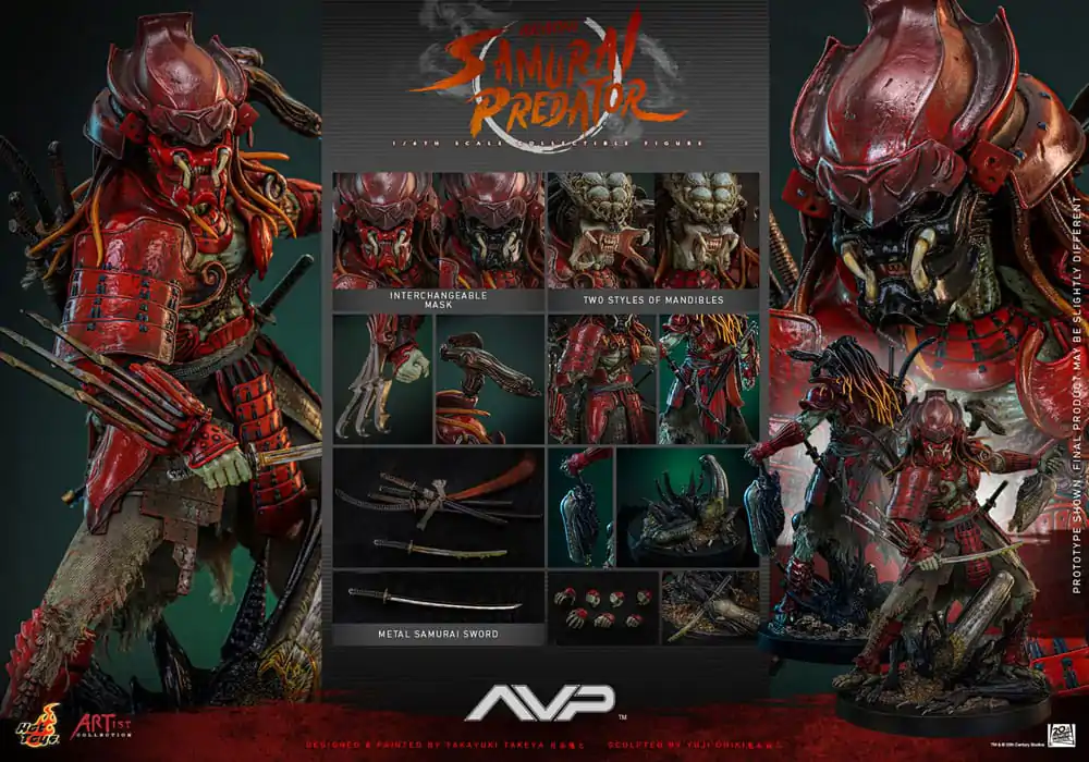 Figurină de acțiune Alien vs. Predator Artist Collection 1/6 Akaoni Samurai Predator 35 cm poza produsului