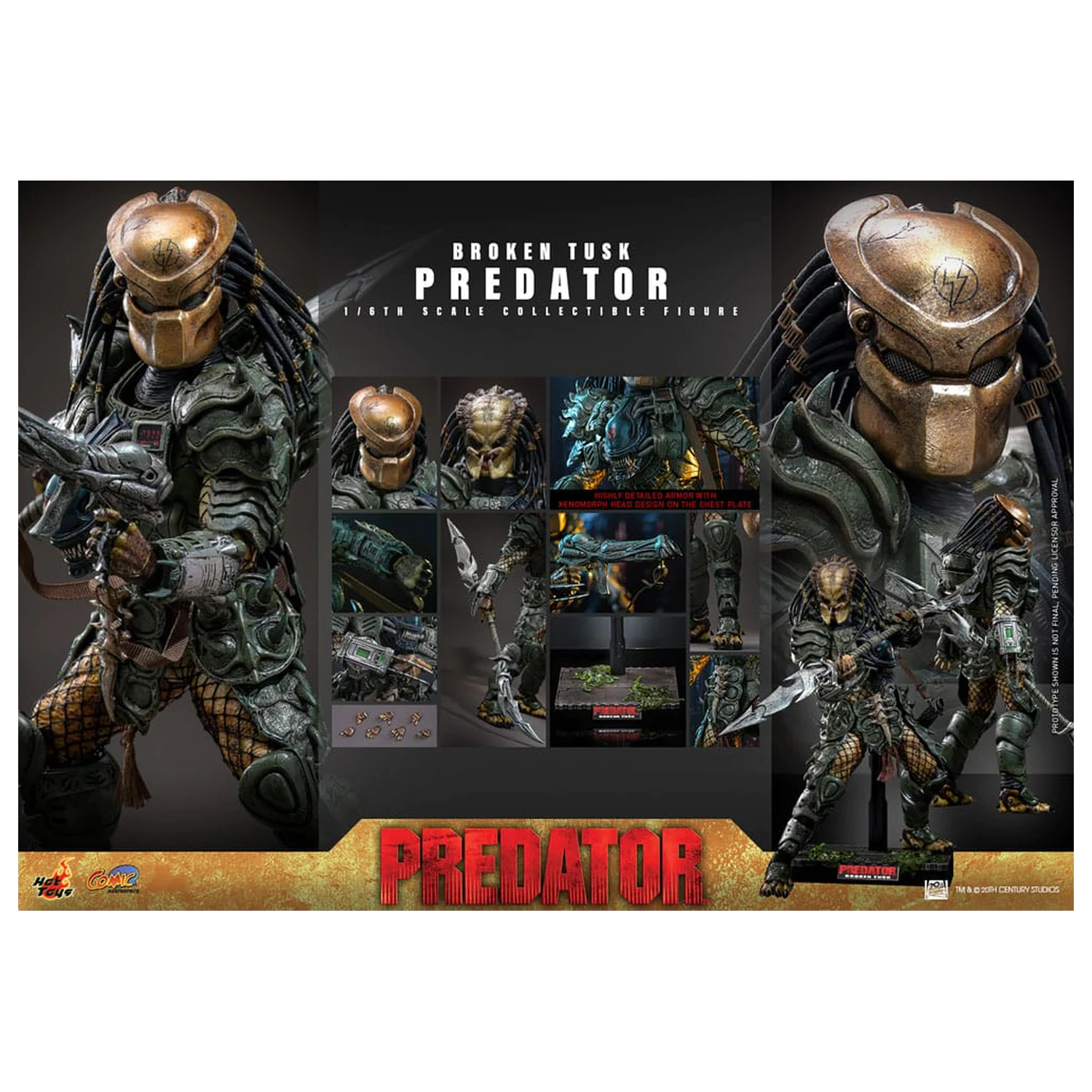 Alien vs. Predator Comic Masterpiece Figurina de actiune 1/6 Broken Tusk Predator 35 cm poza produsului