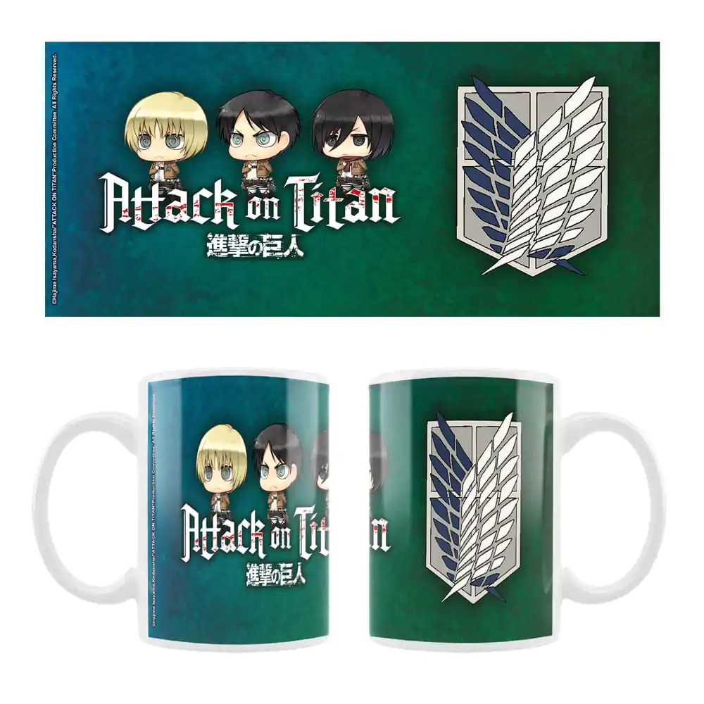 Attack on Titan Cană Ceramică Eren, Mikasa & Armin Chibi Style poza produsului