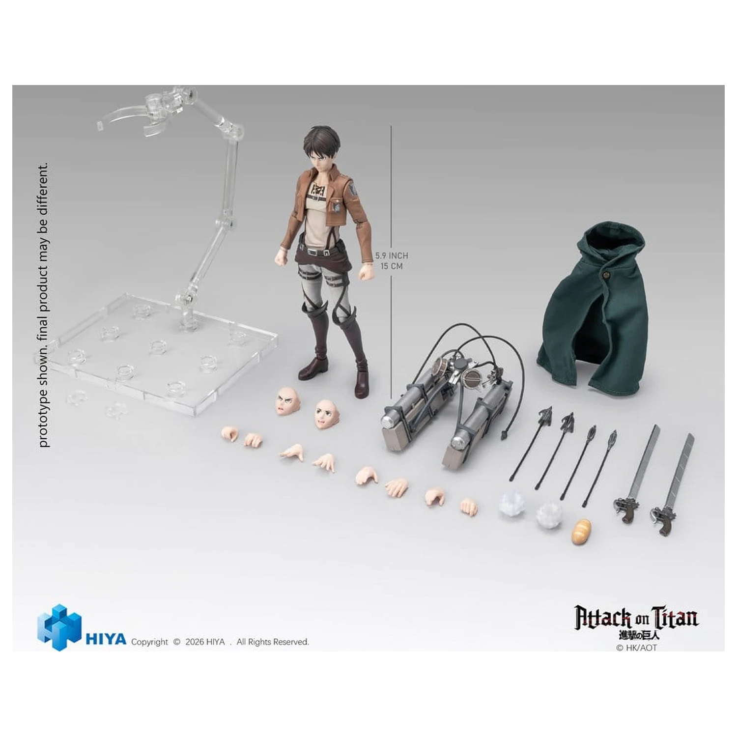 Figurina de actiune Attack on Titan Exquisite Basic Series 1/12 Eren Yeager 15 cm poza produsului
