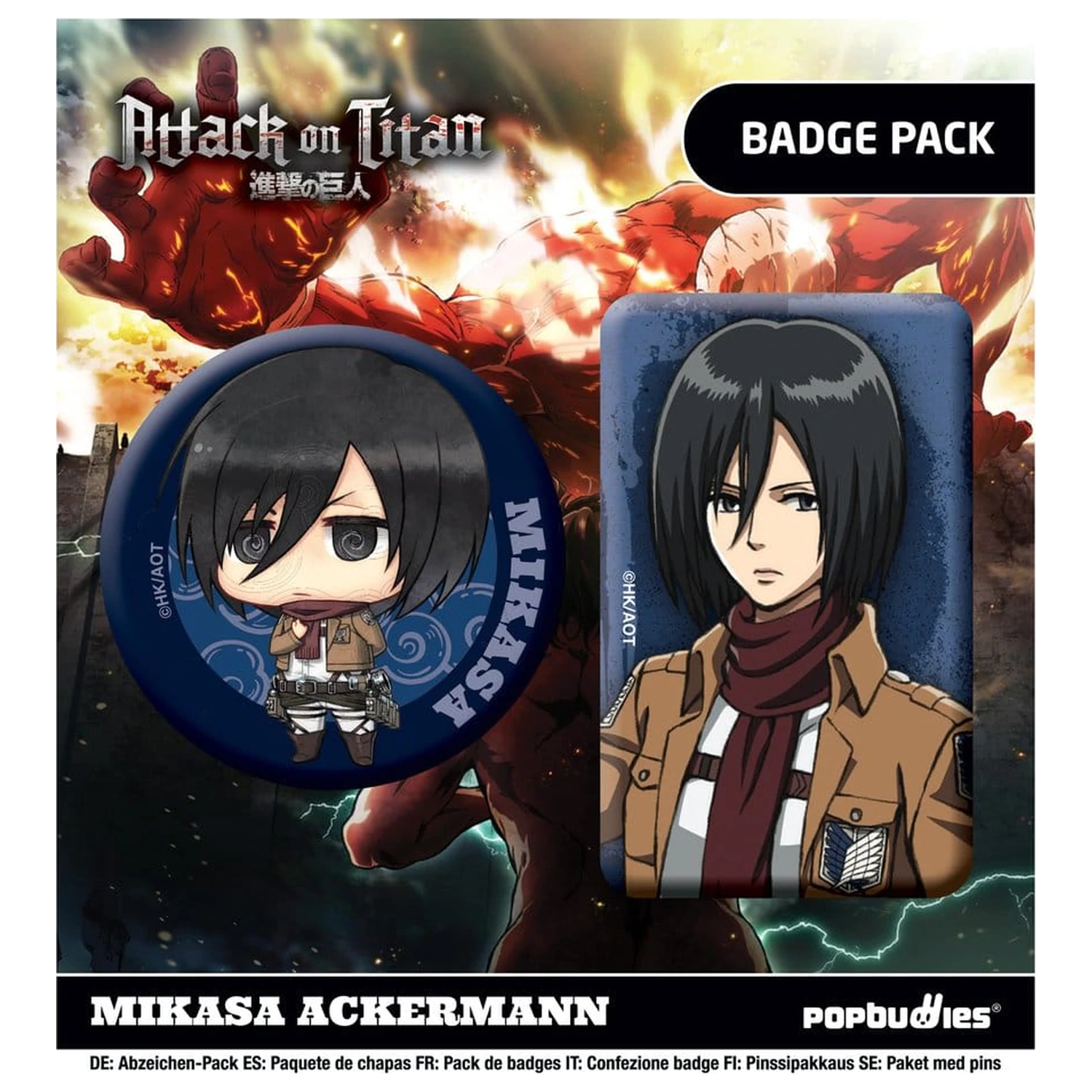 Attack on Titan Insigne set 2 bucati Mikasa Ackermann poza produsului