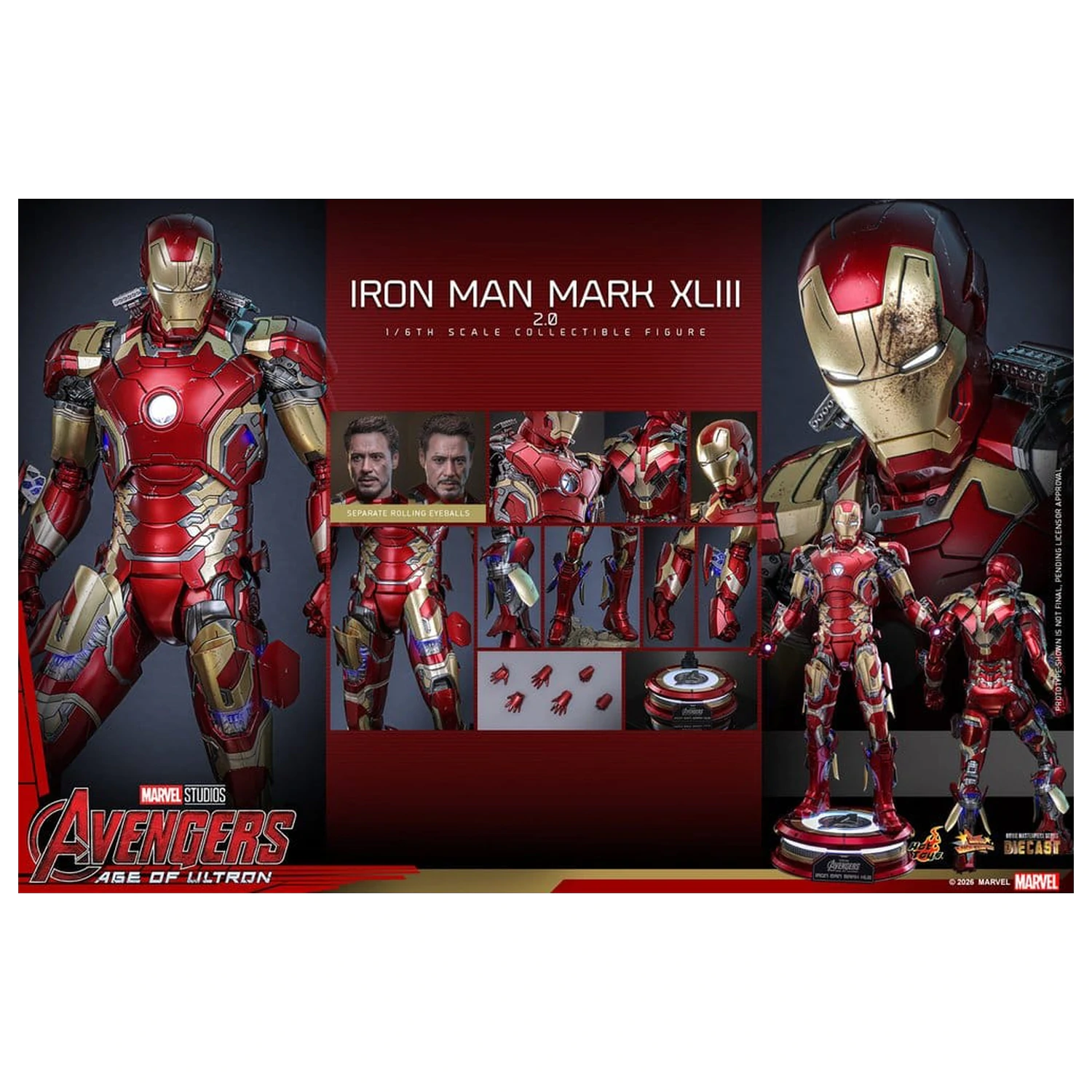 Avengers: Age of Ultron Movie Masterpiece Figurina de actiune din metal turnat 1/6 Iron Man Mark XLIII (2.0) 32 cm poza produsului