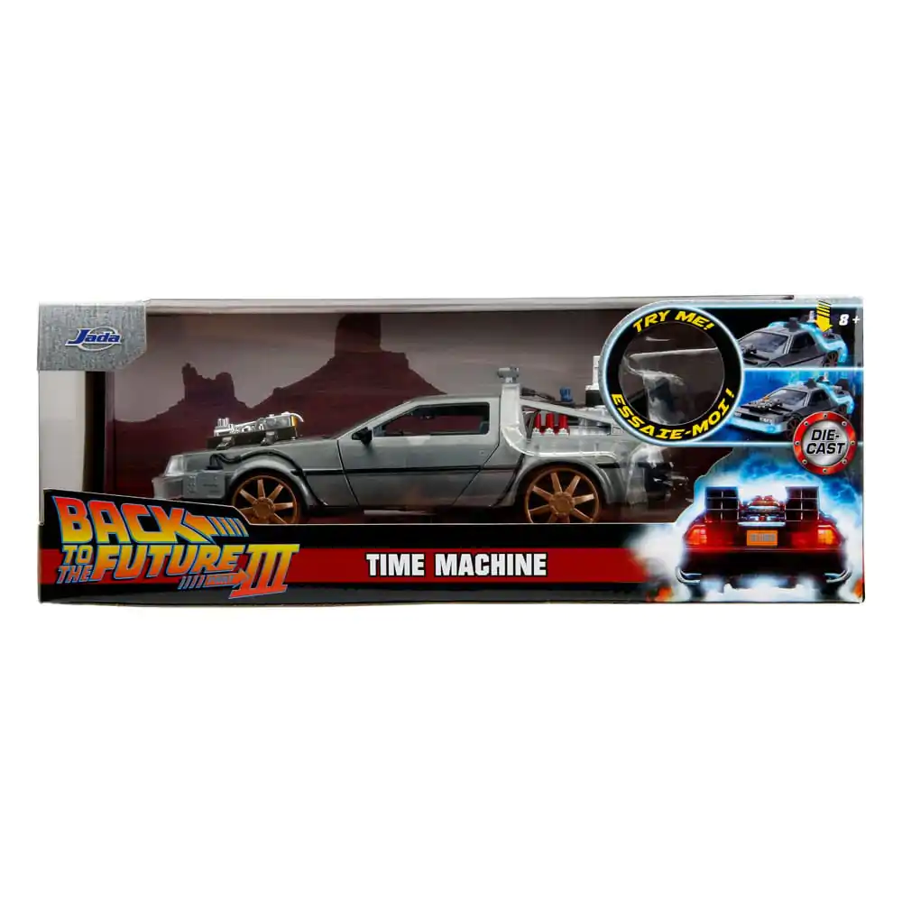 Back to the Future III Hollywood Rides Diecast Model 1/24 DeLorean Mașină a Timpului Roți de Cale Ferată poza produsului