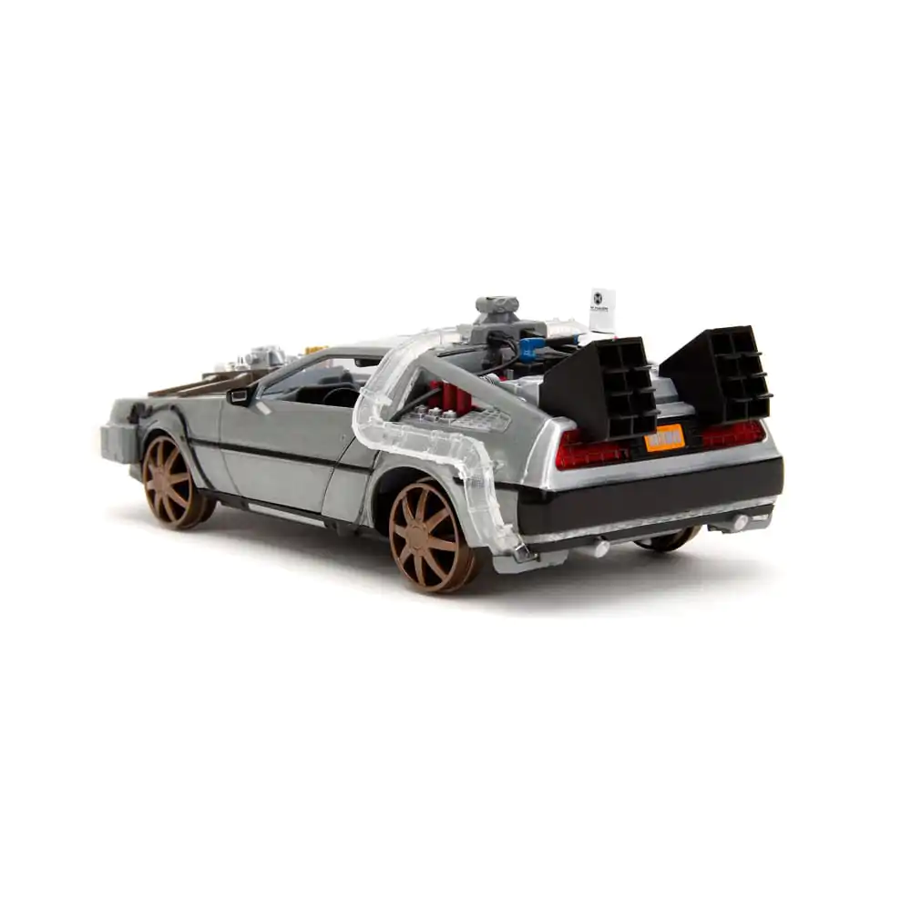 Back to the Future III Hollywood Rides Diecast Model 1/24 DeLorean Mașină a Timpului Roți de Cale Ferată poza produsului