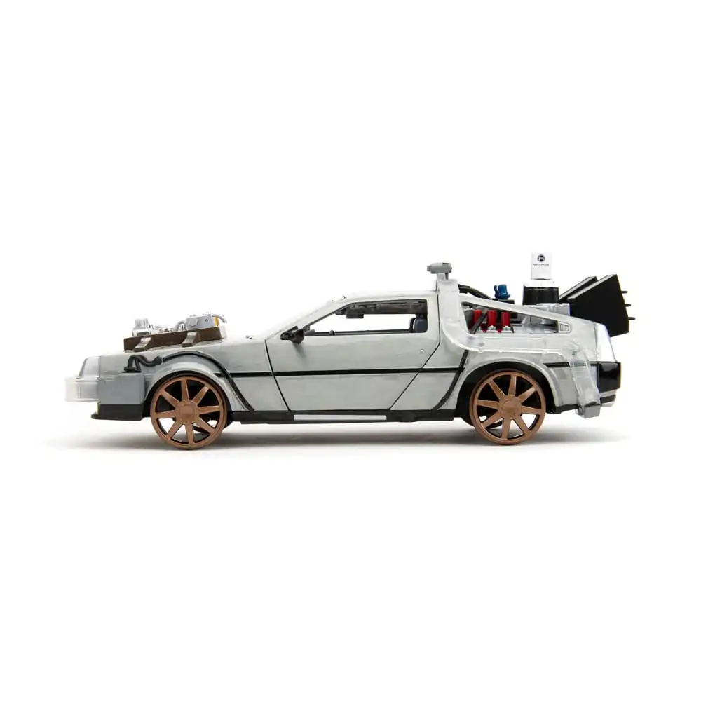 Back to the Future III Hollywood Rides Diecast Model 1/24 DeLorean Mașină a Timpului Roți de Cale Ferată poza produsului