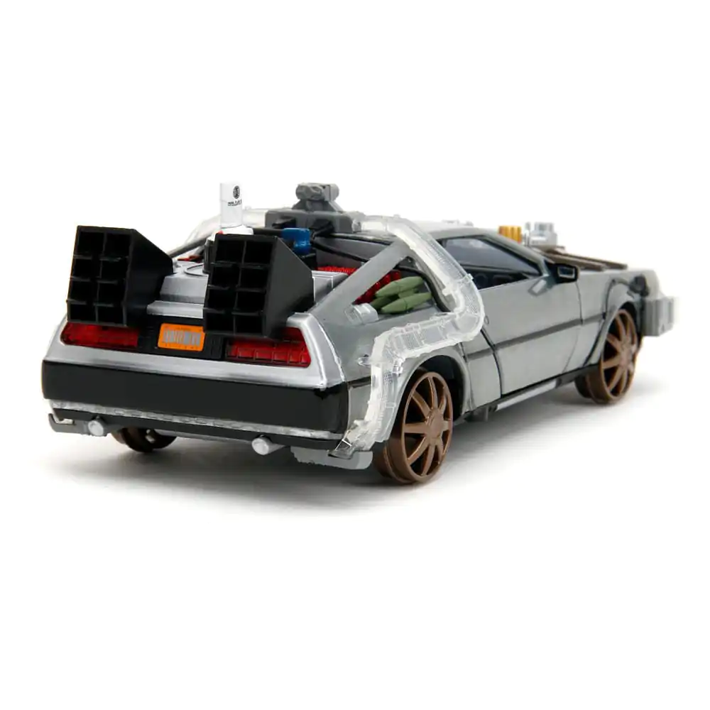 Back to the Future III Hollywood Rides Diecast Model 1/24 DeLorean Mașină a Timpului Roți de Cale Ferată poza produsului