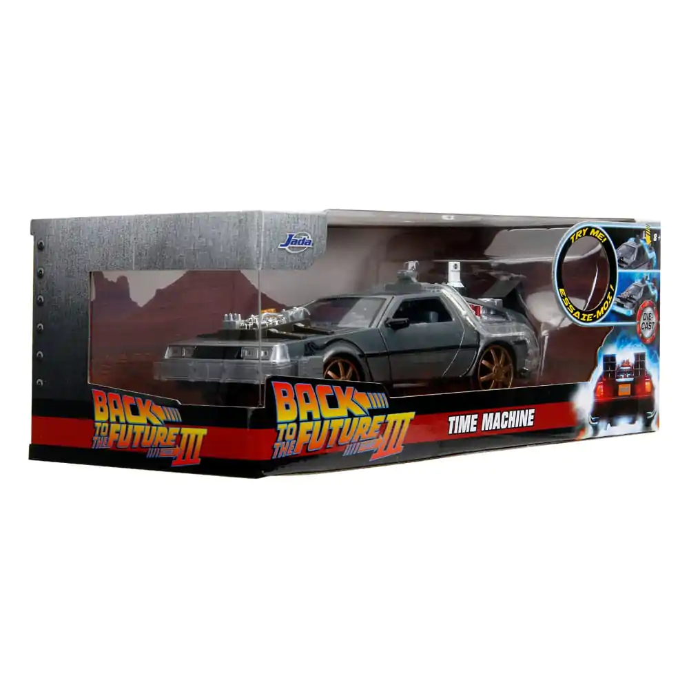 Back to the Future III Hollywood Rides Diecast Model 1/24 DeLorean Mașină a Timpului Roți de Cale Ferată poza produsului