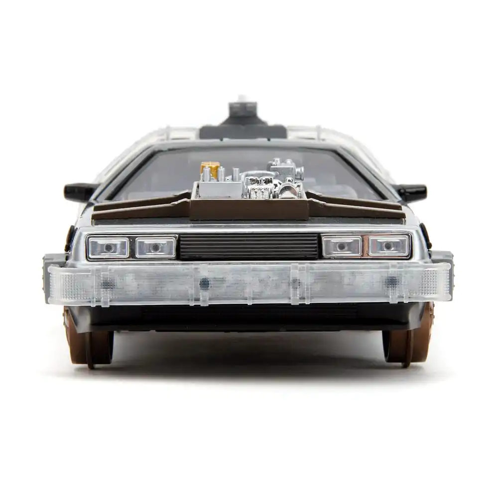 Back to the Future III Hollywood Rides Diecast Model 1/24 DeLorean Mașină a Timpului Roți de Cale Ferată poza produsului