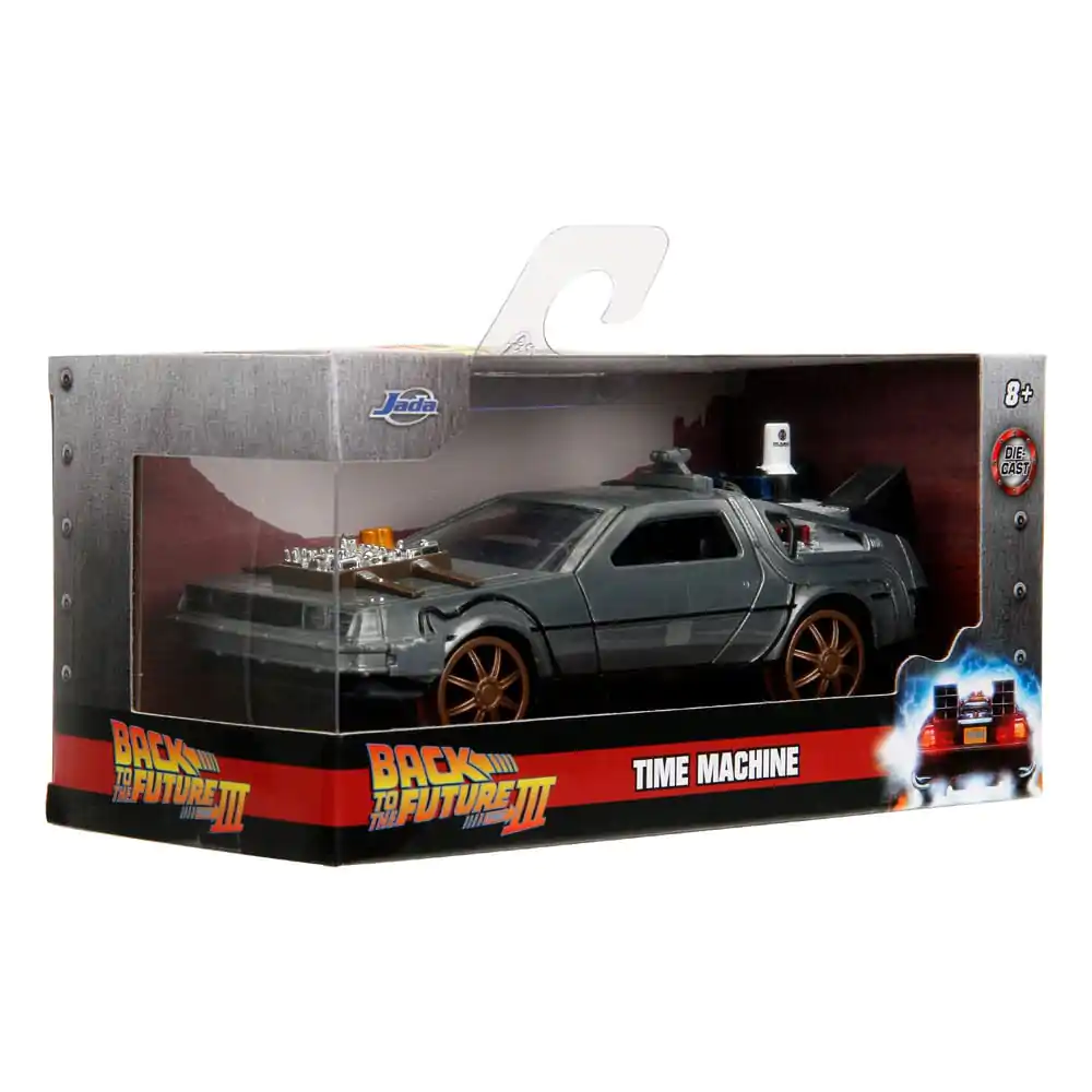 Back to the Future III Hollywood Rides Diecast Model 1/32 DeLorean Time Machine Roți de cale ferată poza produsului