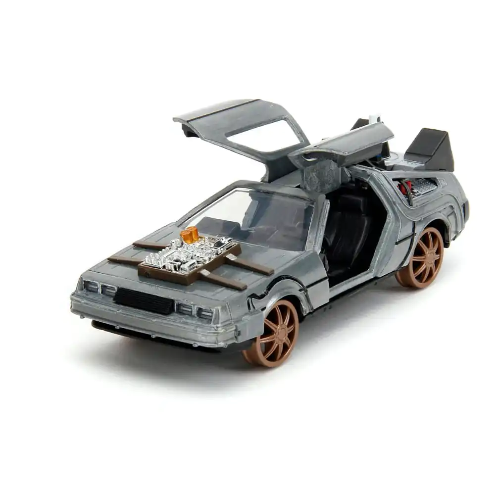 Back to the Future III Hollywood Rides Diecast Model 1/32 DeLorean Time Machine Roți de cale ferată poza produsului