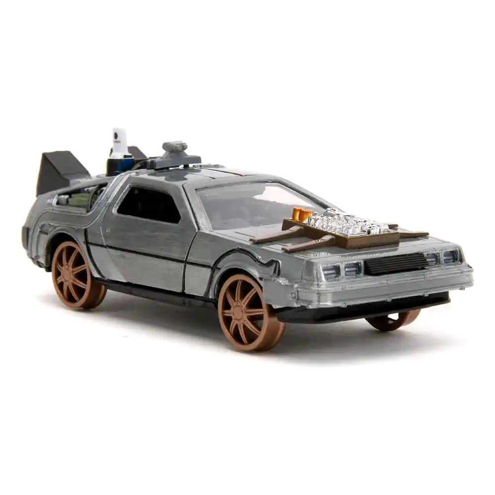 Back to the Future III Hollywood Rides Diecast Model 1/32 DeLorean Time Machine Roți de cale ferată poza produsului