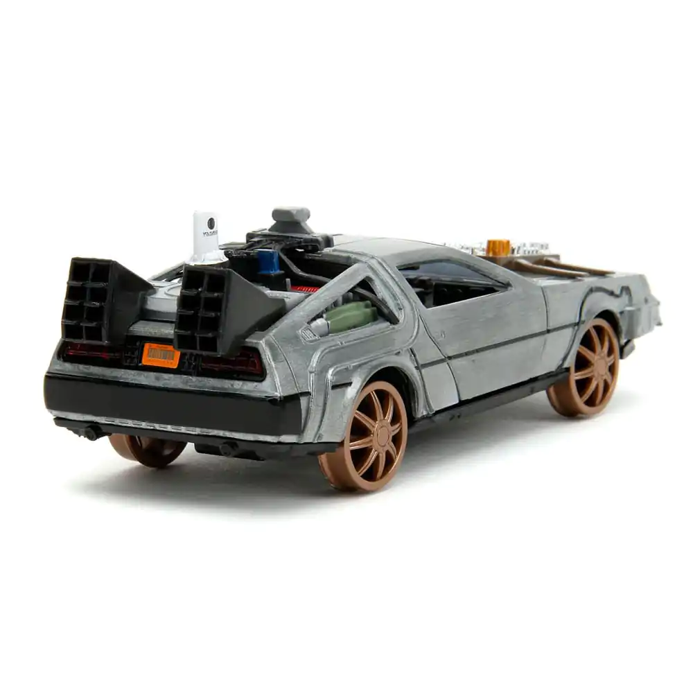 Back to the Future III Hollywood Rides Diecast Model 1/32 DeLorean Time Machine Roți de cale ferată poza produsului