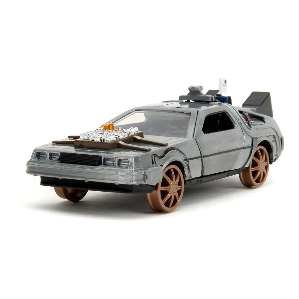 Back to the Future III Hollywood Rides Diecast Model 1/32 DeLorean Time Machine Roți de cale ferată poza produsului