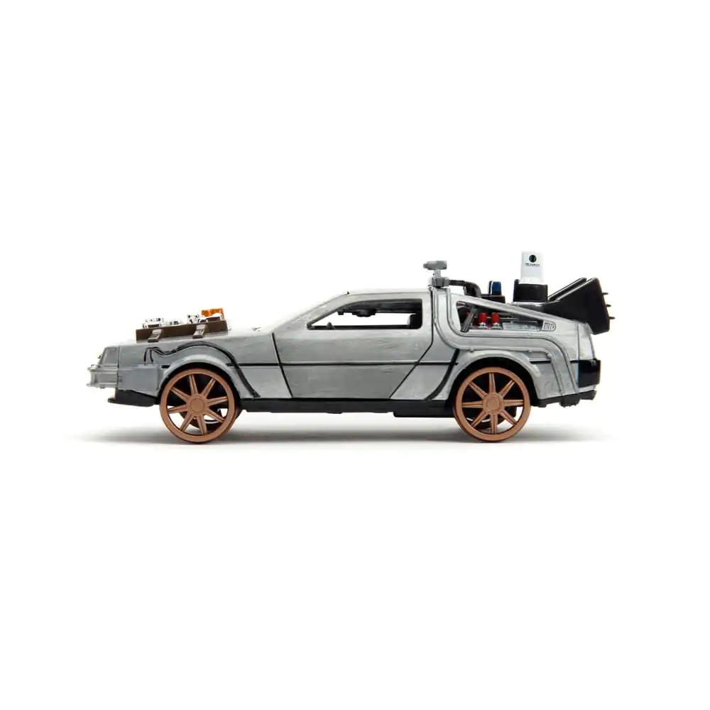 Back to the Future III Hollywood Rides Diecast Model 1/32 DeLorean Time Machine Roți de cale ferată poza produsului