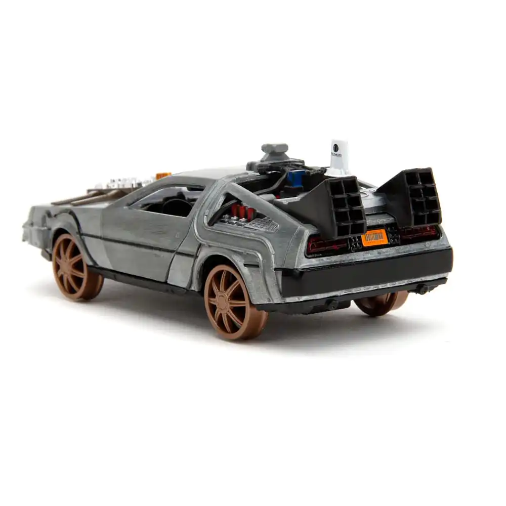 Back to the Future III Hollywood Rides Diecast Model 1/32 DeLorean Time Machine Roți de cale ferată poza produsului