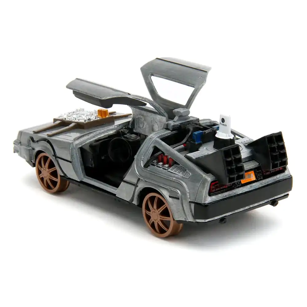 Back to the Future III Hollywood Rides Diecast Model 1/32 DeLorean Time Machine Roți de cale ferată poza produsului