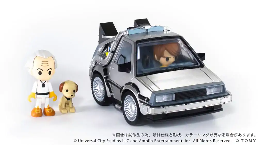 Back to the Future Q-Village Vehicule with mini-figurine Time Machine Deluxe Set 9 cm poza produsului