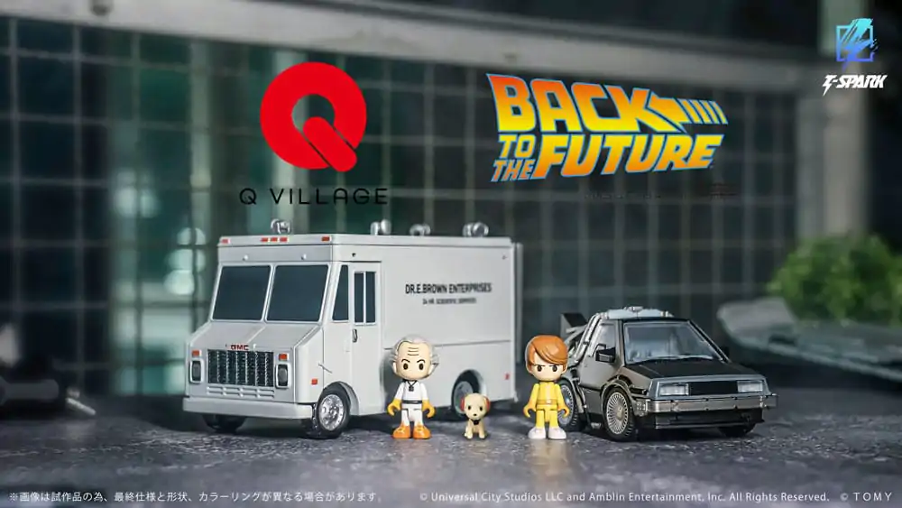Back to the Future Q-Village Vehicule with mini-figurine Time Machine Deluxe Set 9 cm poza produsului