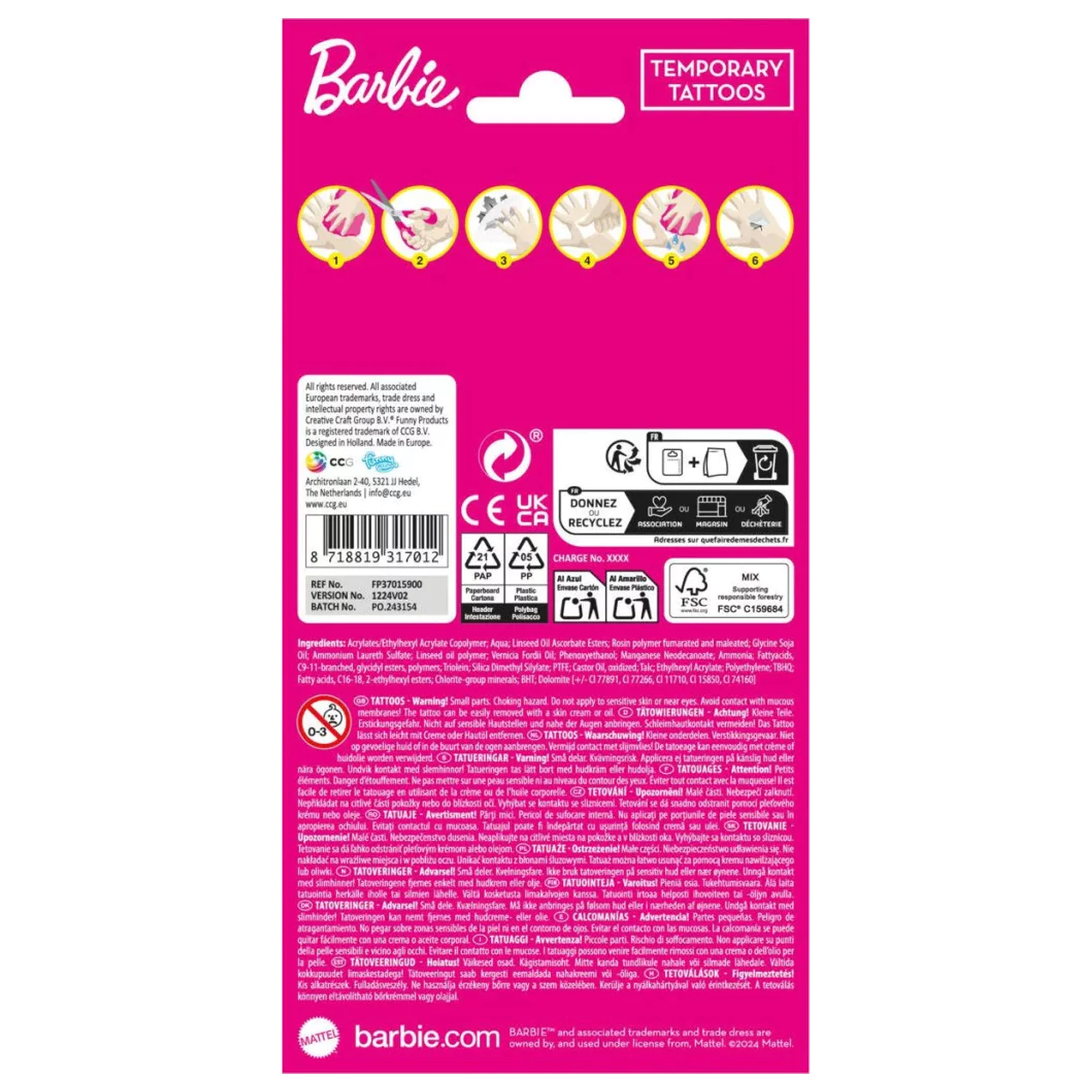 Barbie Crew tatuaje 12 piese poza produsului