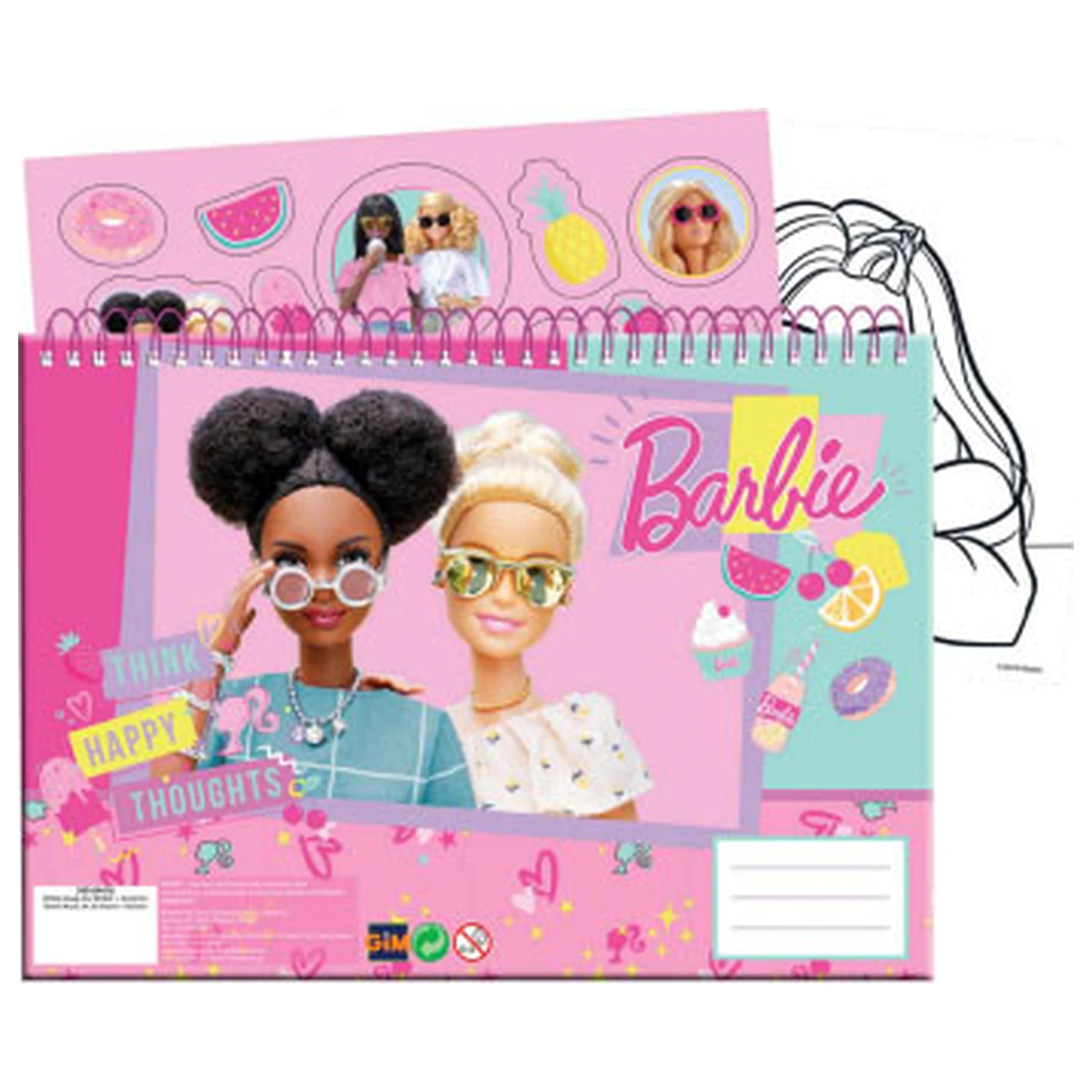 Barbie Happy Thoughts A/4 Caiet de schite spiralat 40 de foi cu autocolante poza produsului