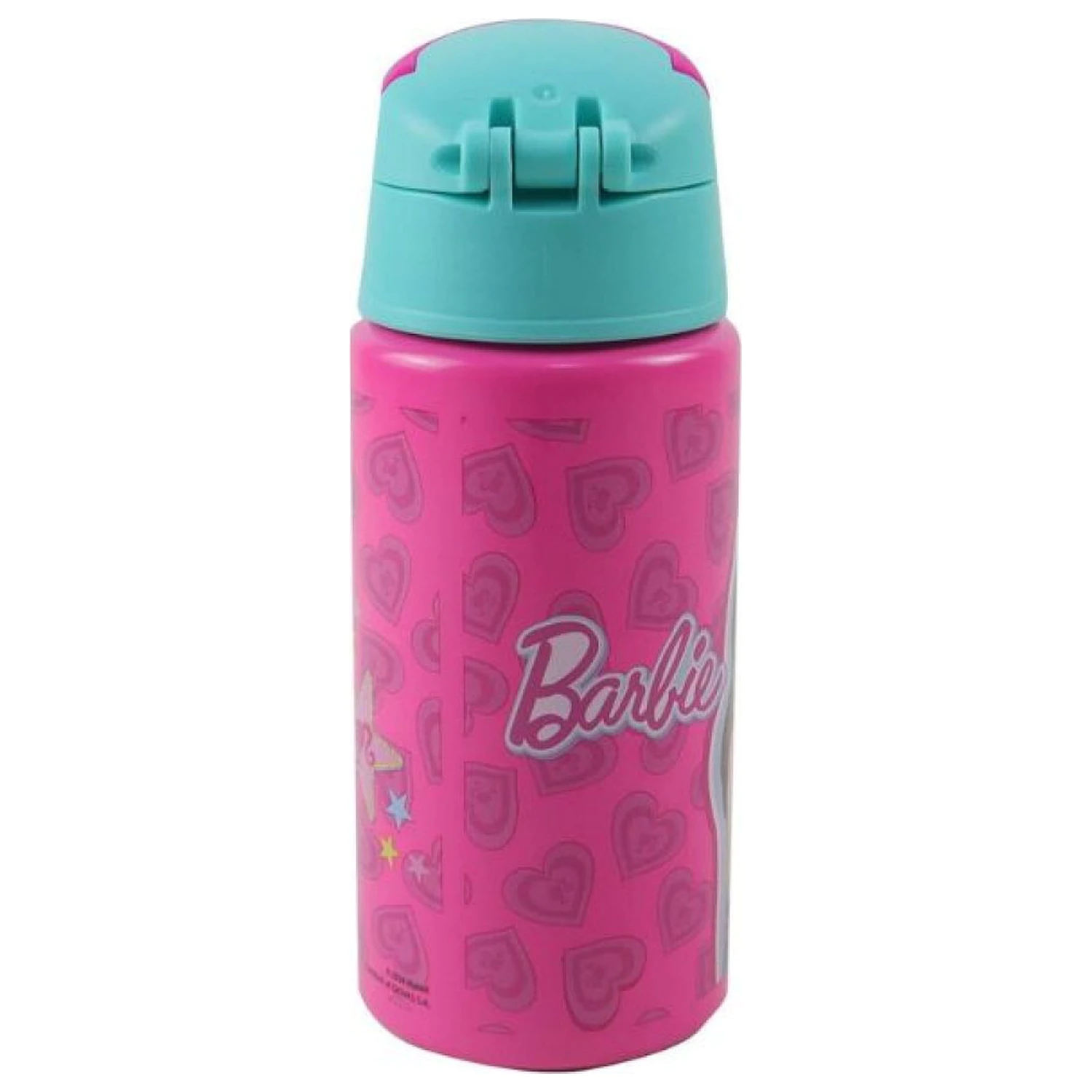 Barbie Love Sticla de apa din aluminiu cu pai si carlig 500 ml poza produsului