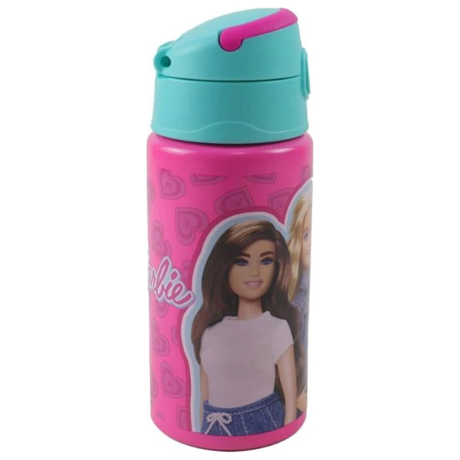 Barbie Love Sticla de apa din aluminiu cu pai si carlig 500 ml poza produsului